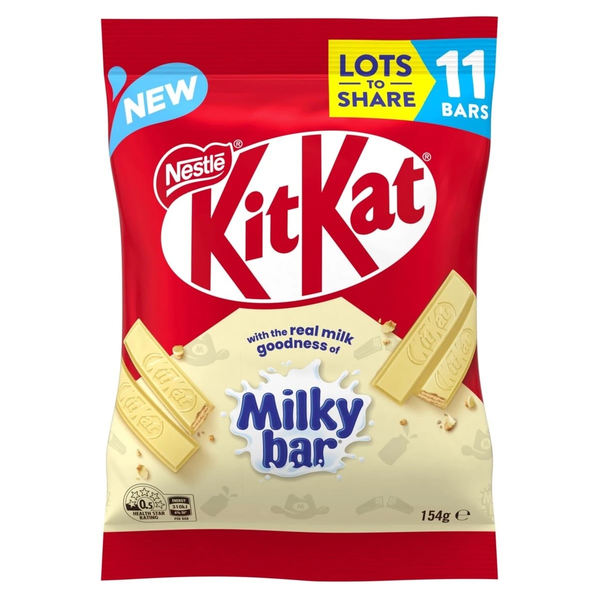 1 11 Pack Nestle KitKat Chocolate White Milkybar Funpack 154g, 1 of 2