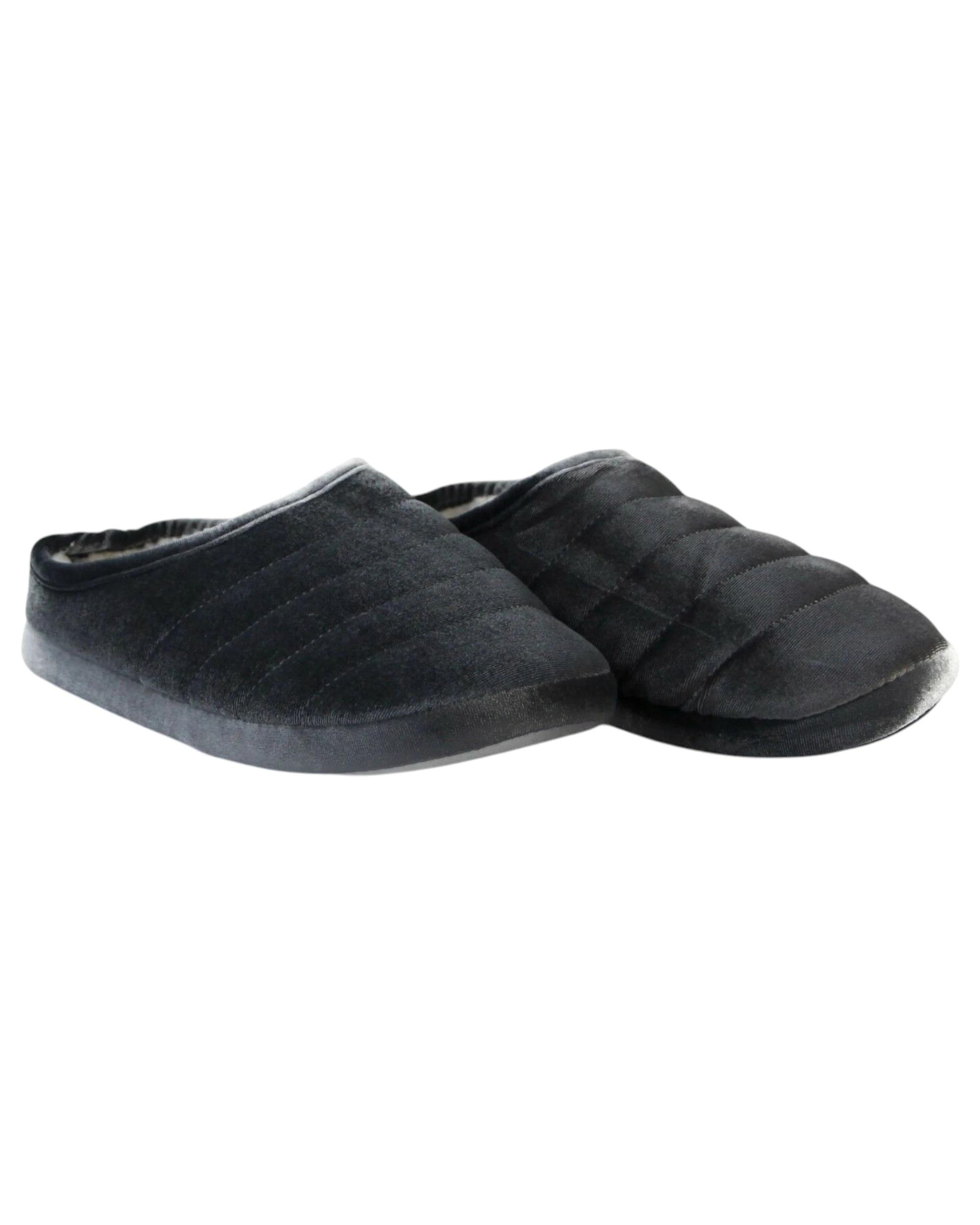 1 Grosby Womens Hoodies Slip On Puffer Slippers DARK GREY, 1 of 1