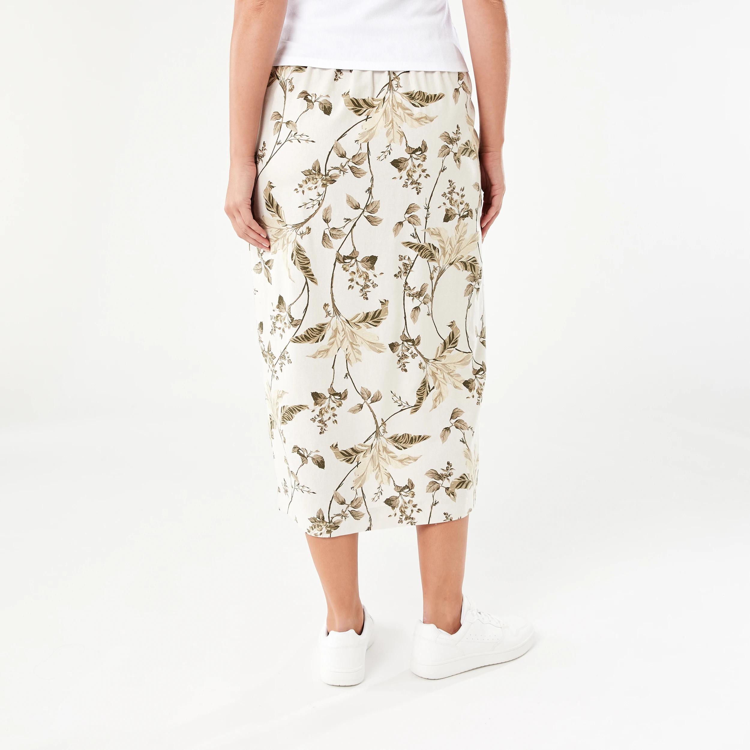 3 Button Asymmetrical Skirt TROPICAL BURNT OLIVE, 3 of 5