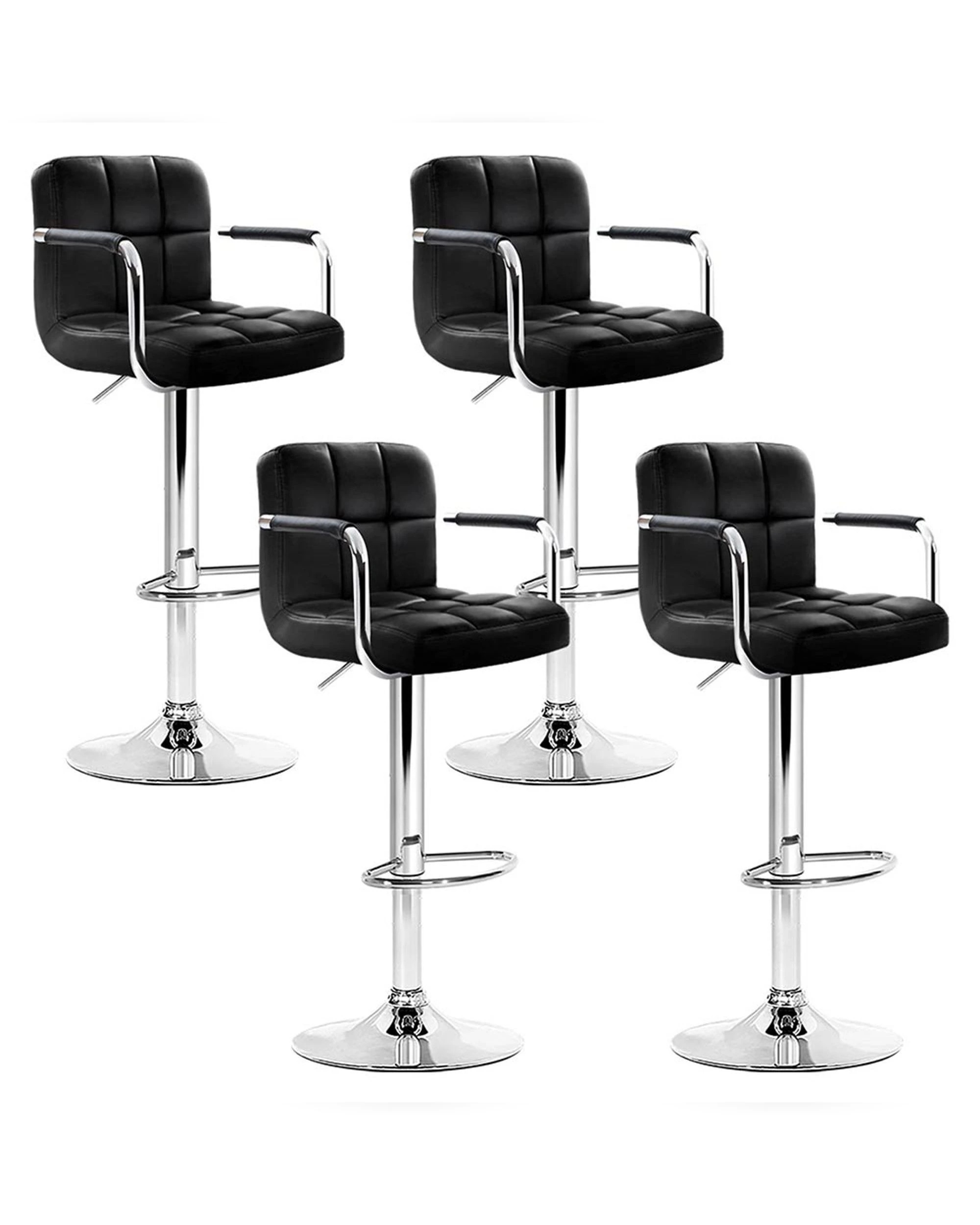 1 Artiss 4x Bar Stools Leather Gas Lift W/armrest
 - Black, 1 of 3