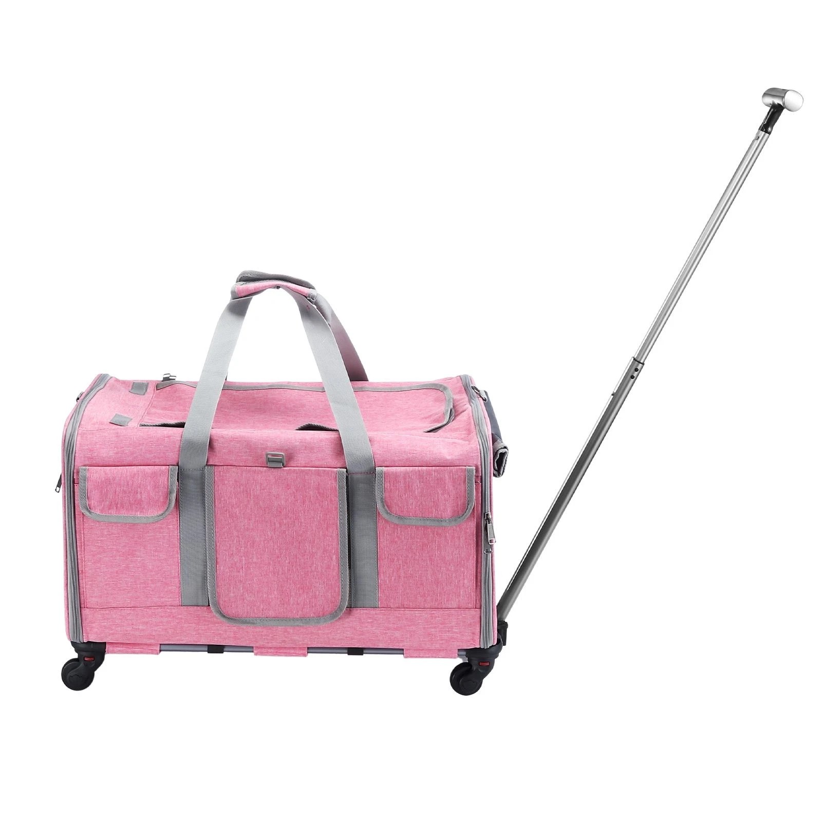 4 Pet Scene Foldable Rolling Pet Dog Carrier Portable Cat Shoulder Bag with 4 Wheels for Outdoor Travel Camping, 4 of 6