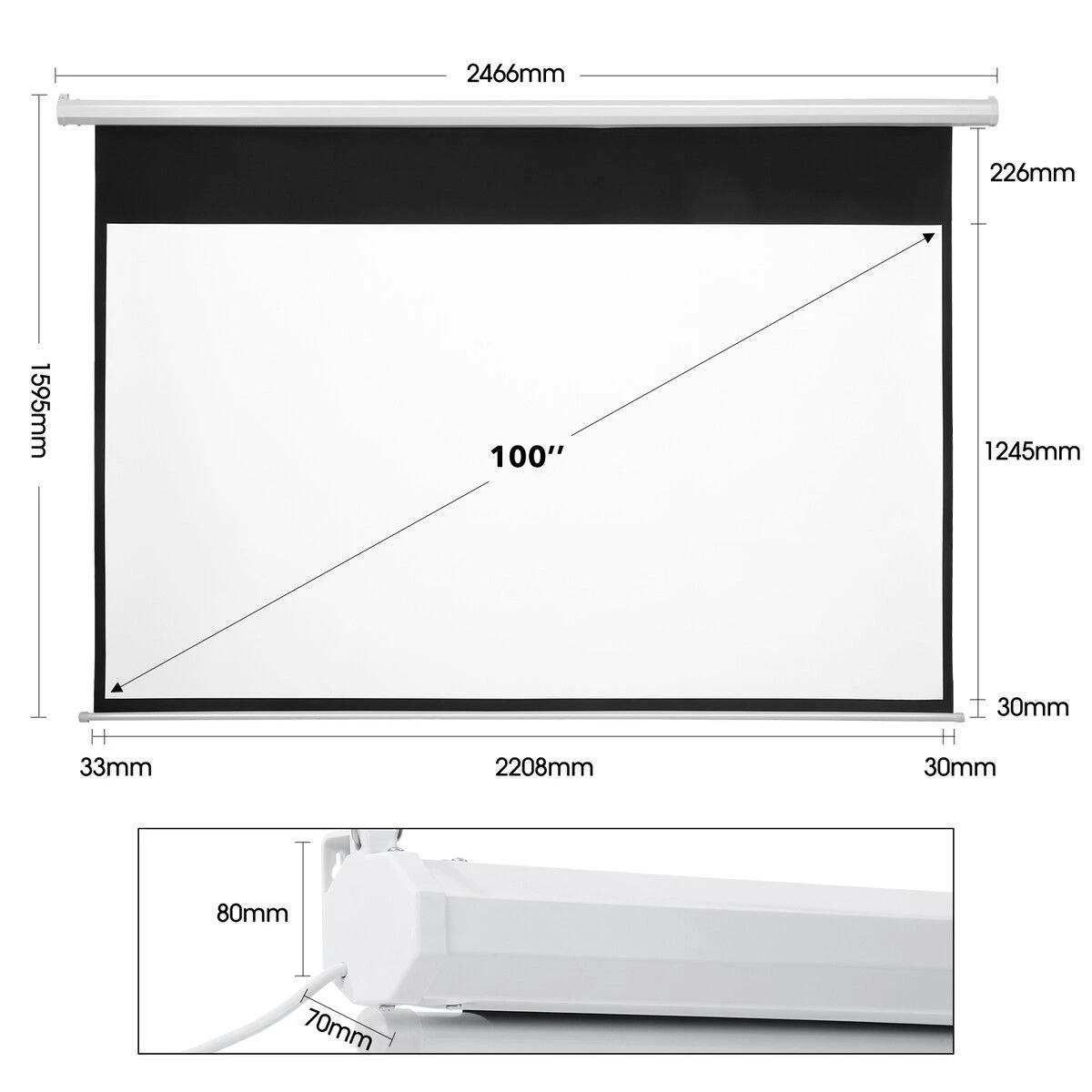 2 AUSWAY Projector Movie Screen 100 Inch Electric Motorized, 2 of 7