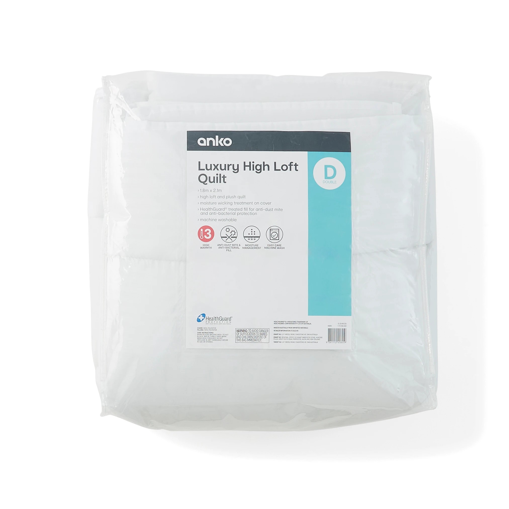 1 High Warmth Luxury High Loft Quilt - Double Bed, White, 1 of 6