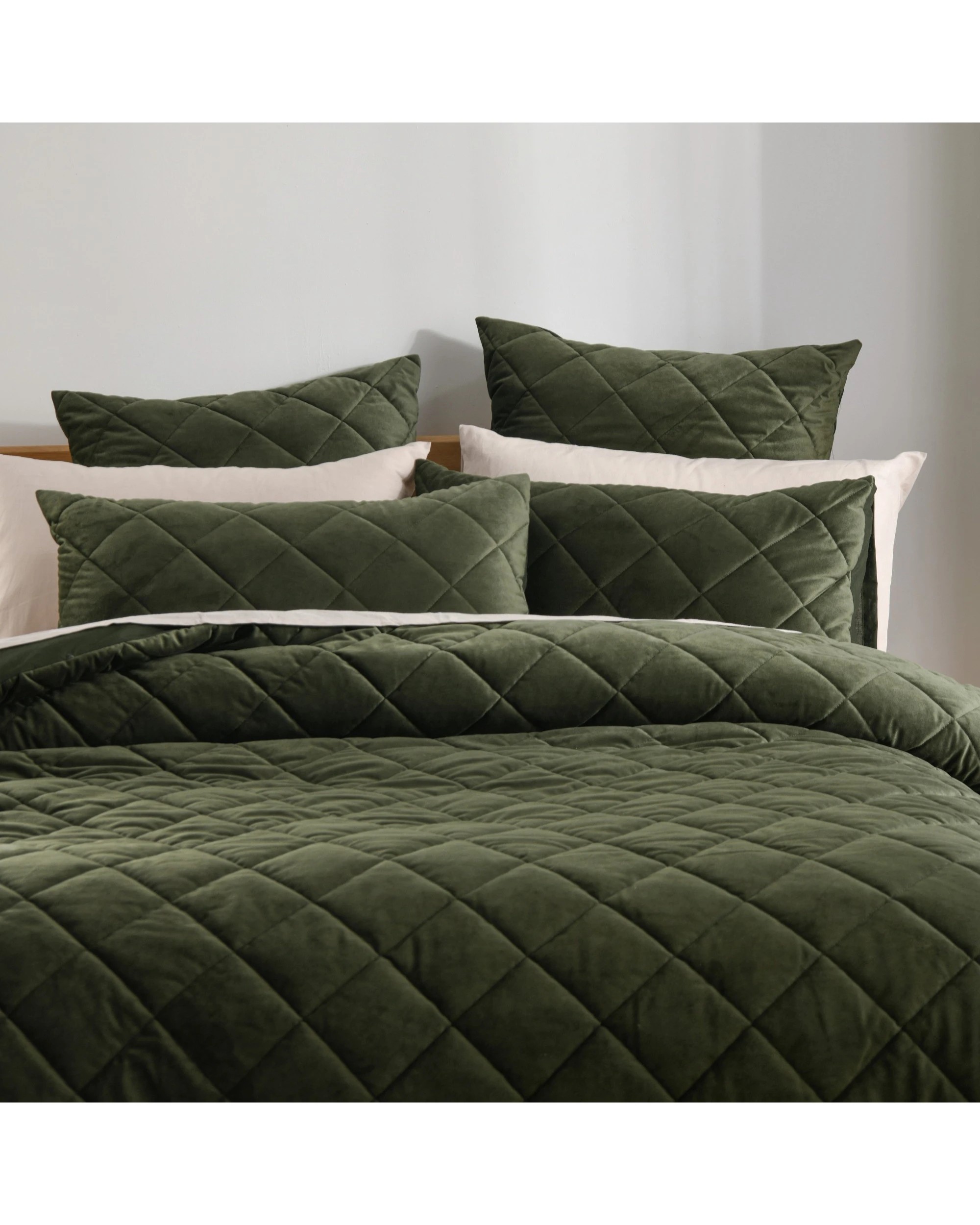 9 Dreamaker Haven Quilted Quilt Cover Set - Queen Bed - Olive, 9 of 9
