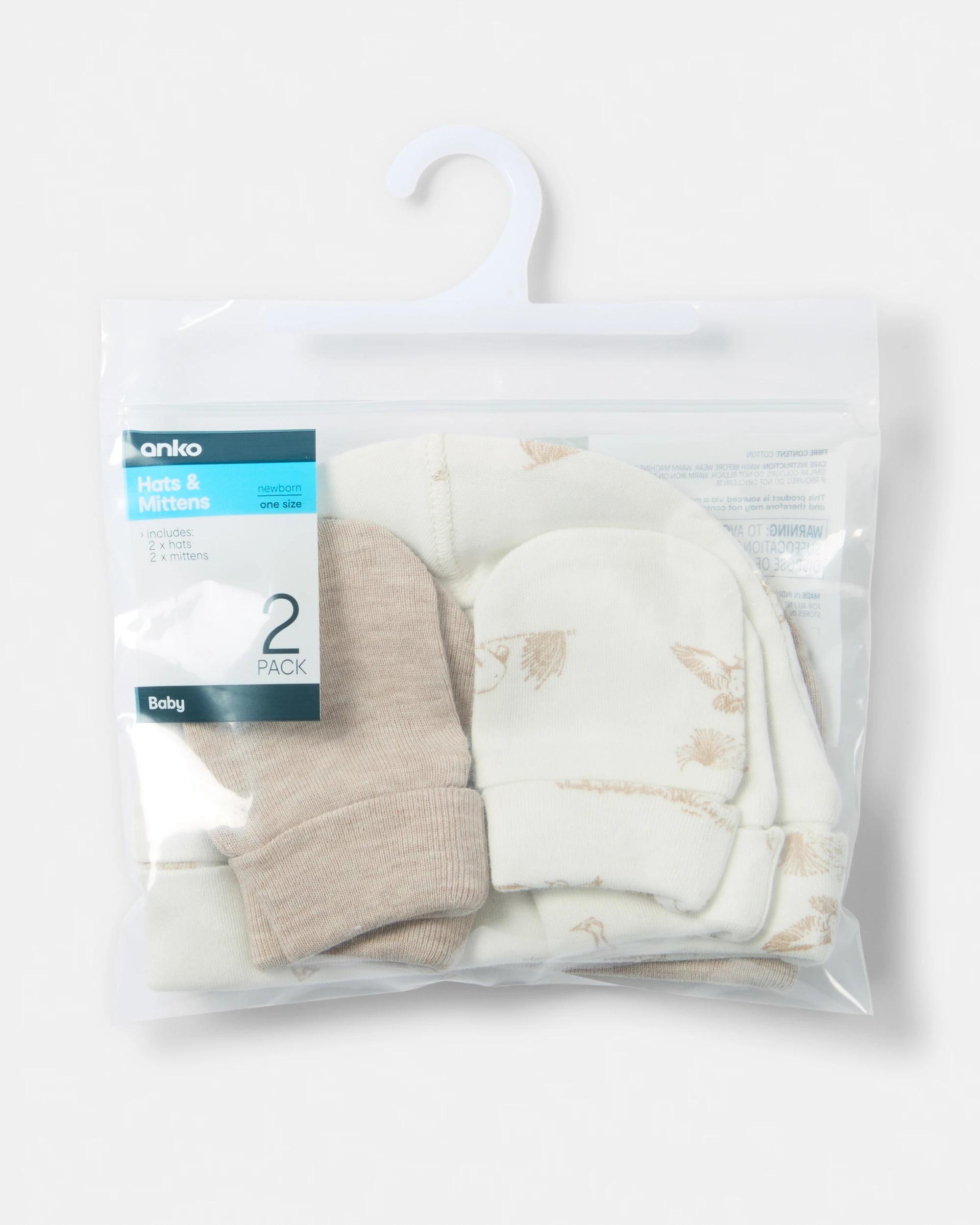 8 Newborn Hat and Mittens Set Brwn Aus, 8 of 8