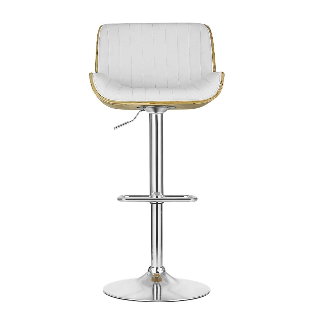 3 Artiss Bar Stools Swivel Leather Chairs Wooden - White, 3 of 6
