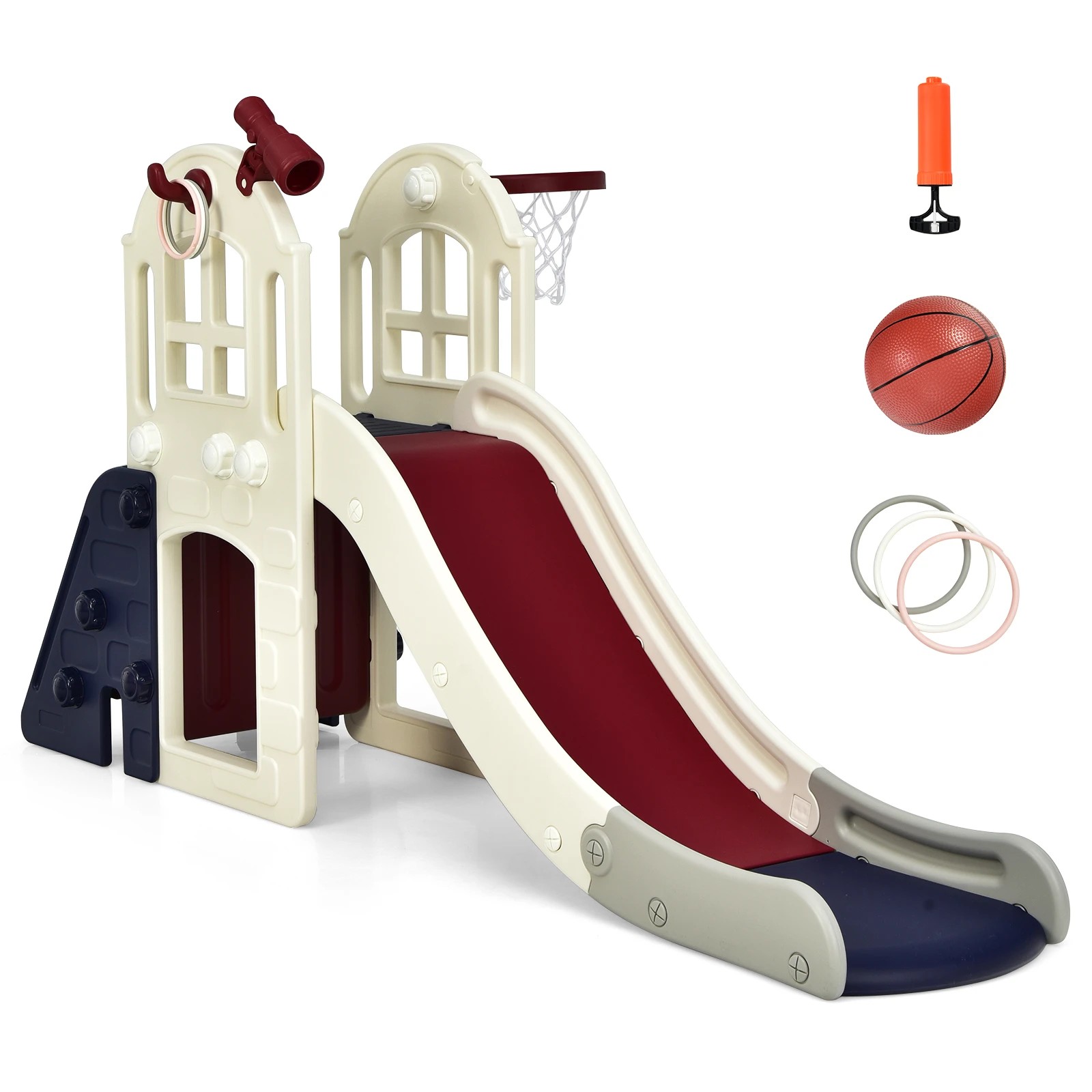 1 Costway Slide Sets Climber Tunnel House Indoor Play Center - Blue, 1 of 1