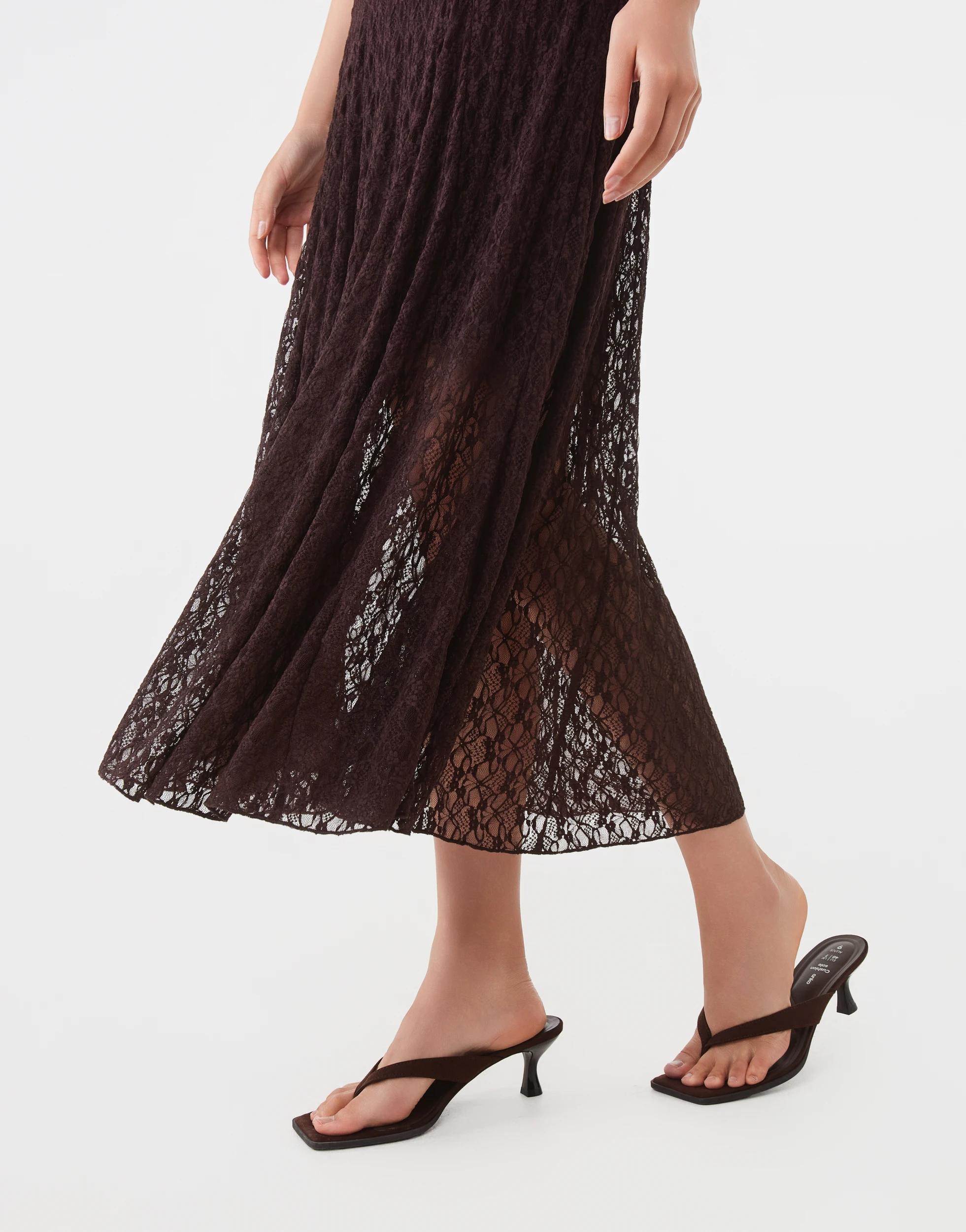 6 Sleeveless Lace Midi Dress Choc Plum, 6 of 6