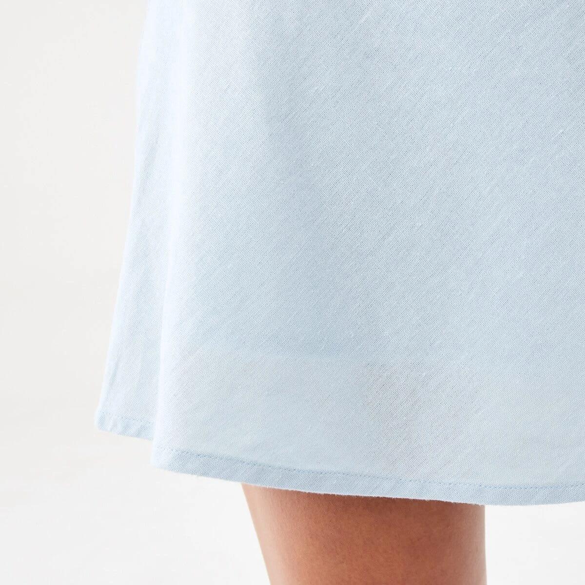 6 Linen Blend Mini Skirt Blu Skyway, 6 of 6