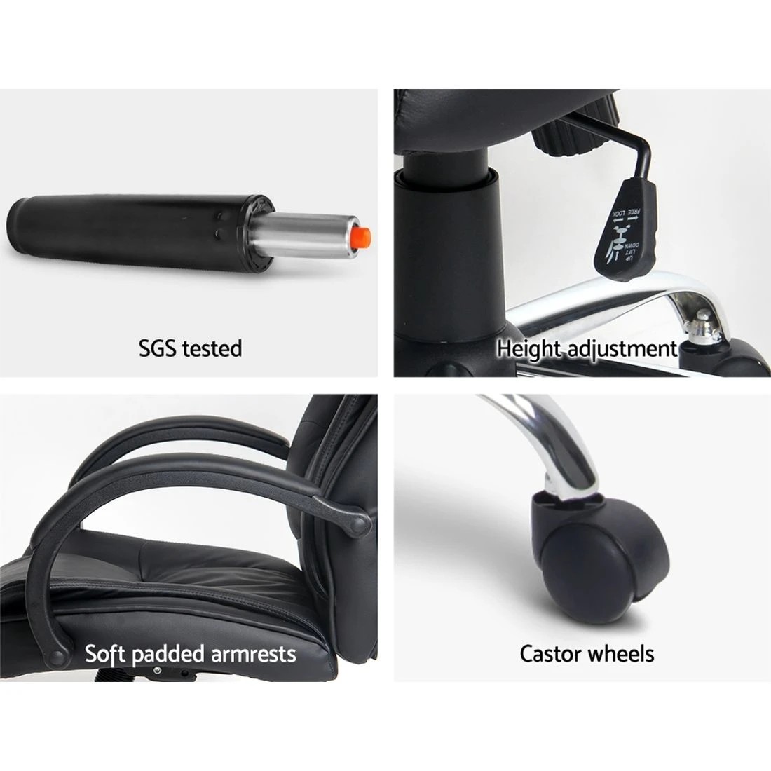 8 Artiss Executive Office Chair Leather Tilt - Black, 8 of 10