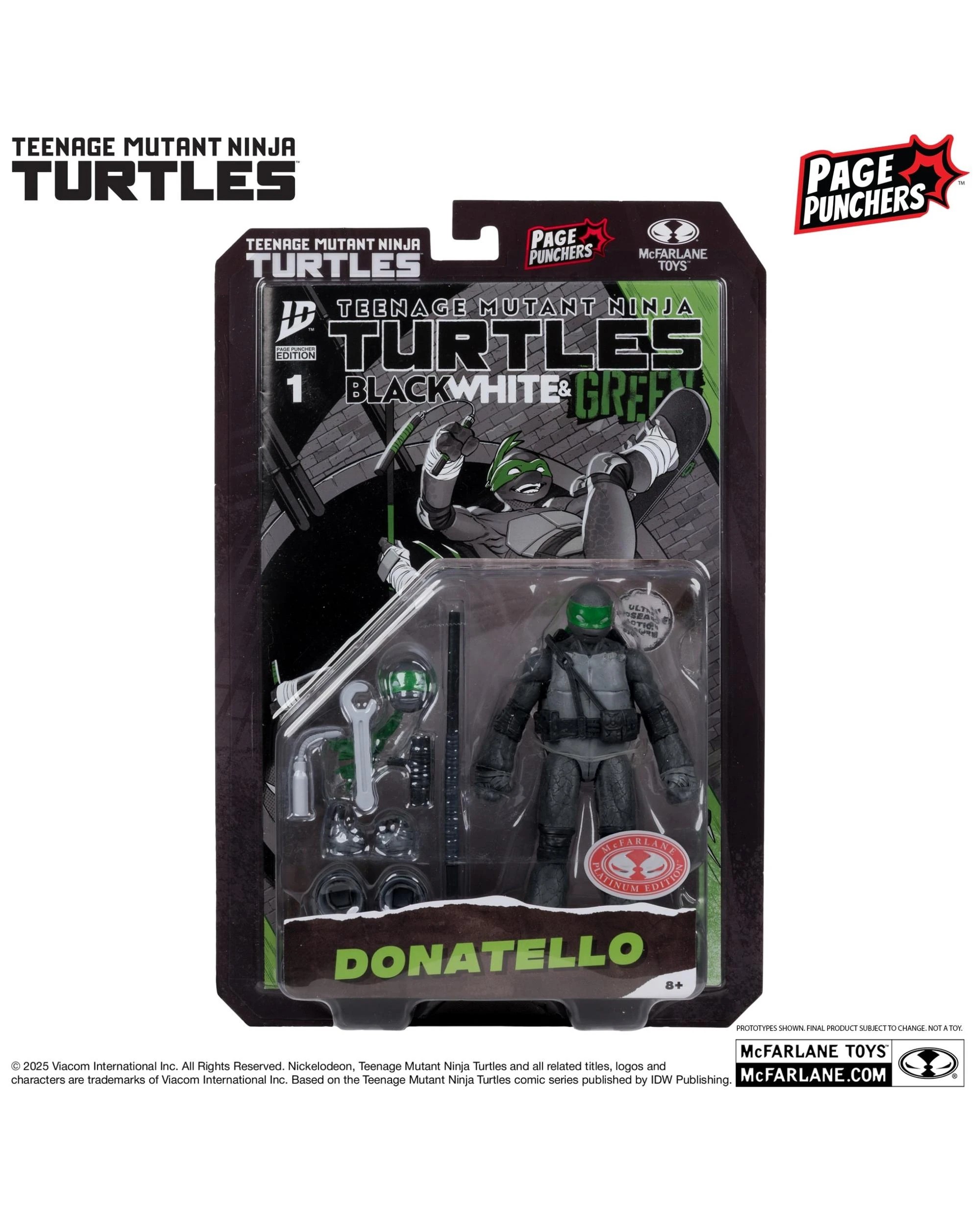 8 Teenage Mutant Ninja Turtles Donatello Black White and Green Page Punchers Red Platinum Edition 5 inch Figure With Comic, 8 of 9