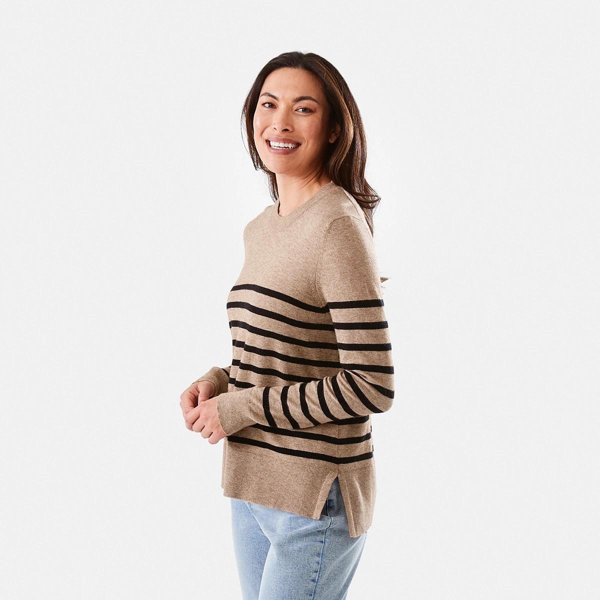2 Crew Neck Jumper Sand Str, 2 of 6