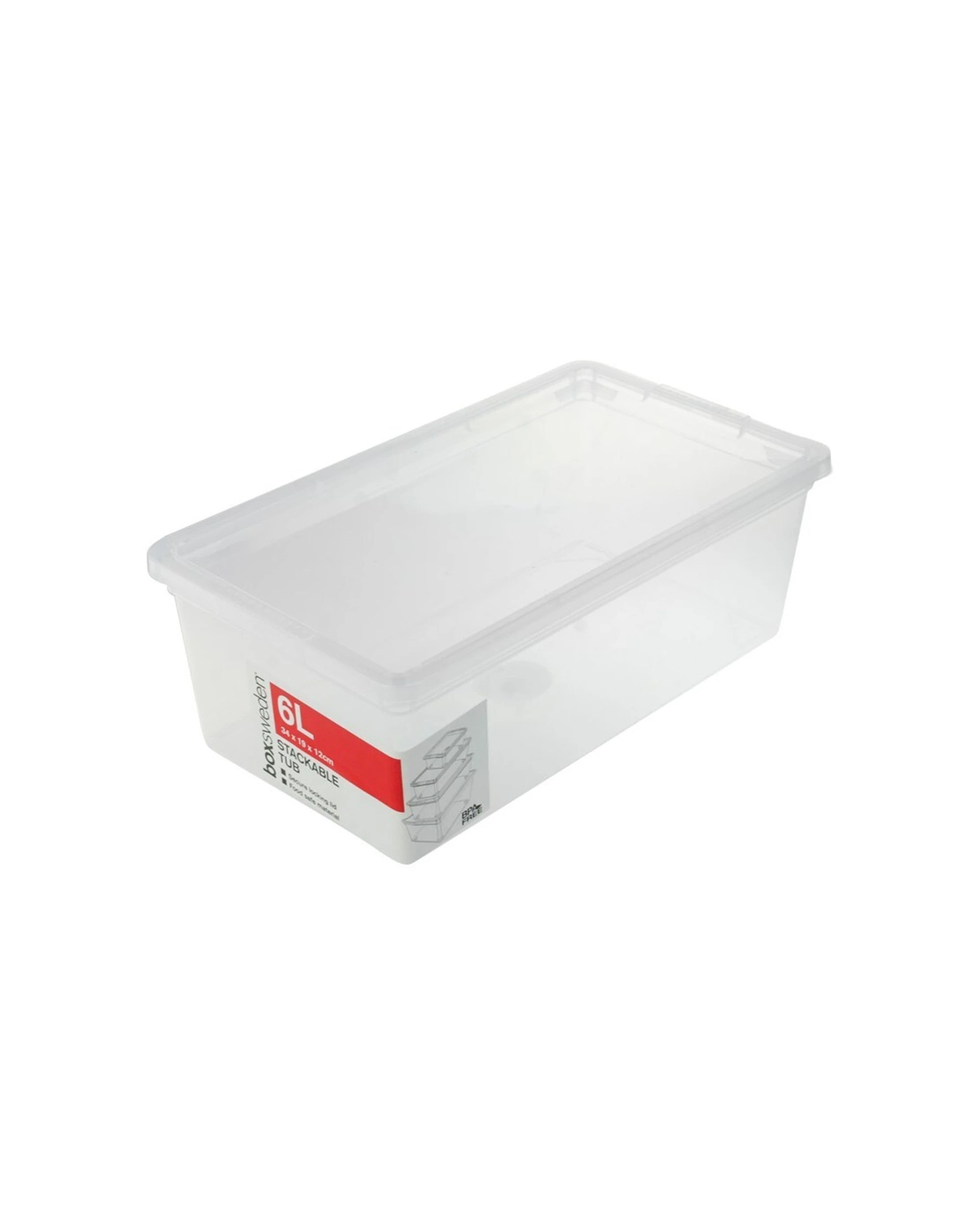 1 Boxsweden 6l Stackable Storage Tub Home Organiser Container Lid Included - Single
 - Clear, 1 of 3