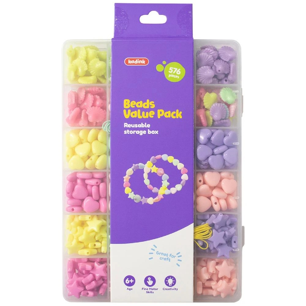 1 Kadink Plastic Coloured Beads 576 Pack, 1 of 2