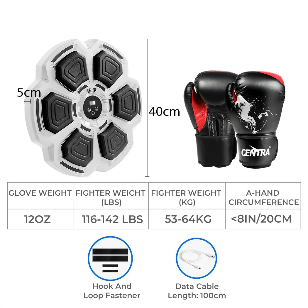 3 Centra Smart Boxing Target And Large Boxing Gloves - Grey, 3 of 8