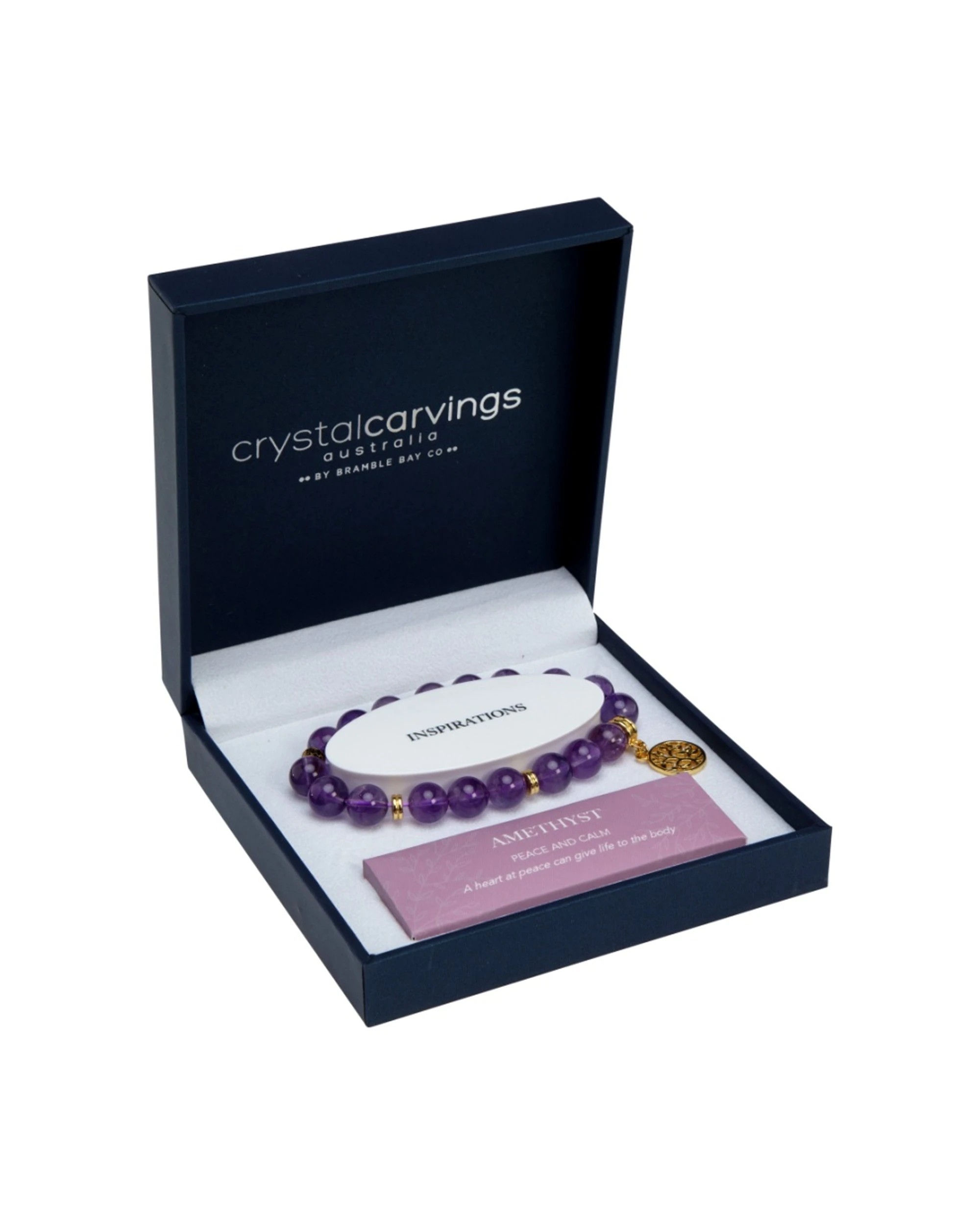 Bramble Bay Amethyst Tree of Life Charm Beaded Jewellery Bracelet 10mm ...
