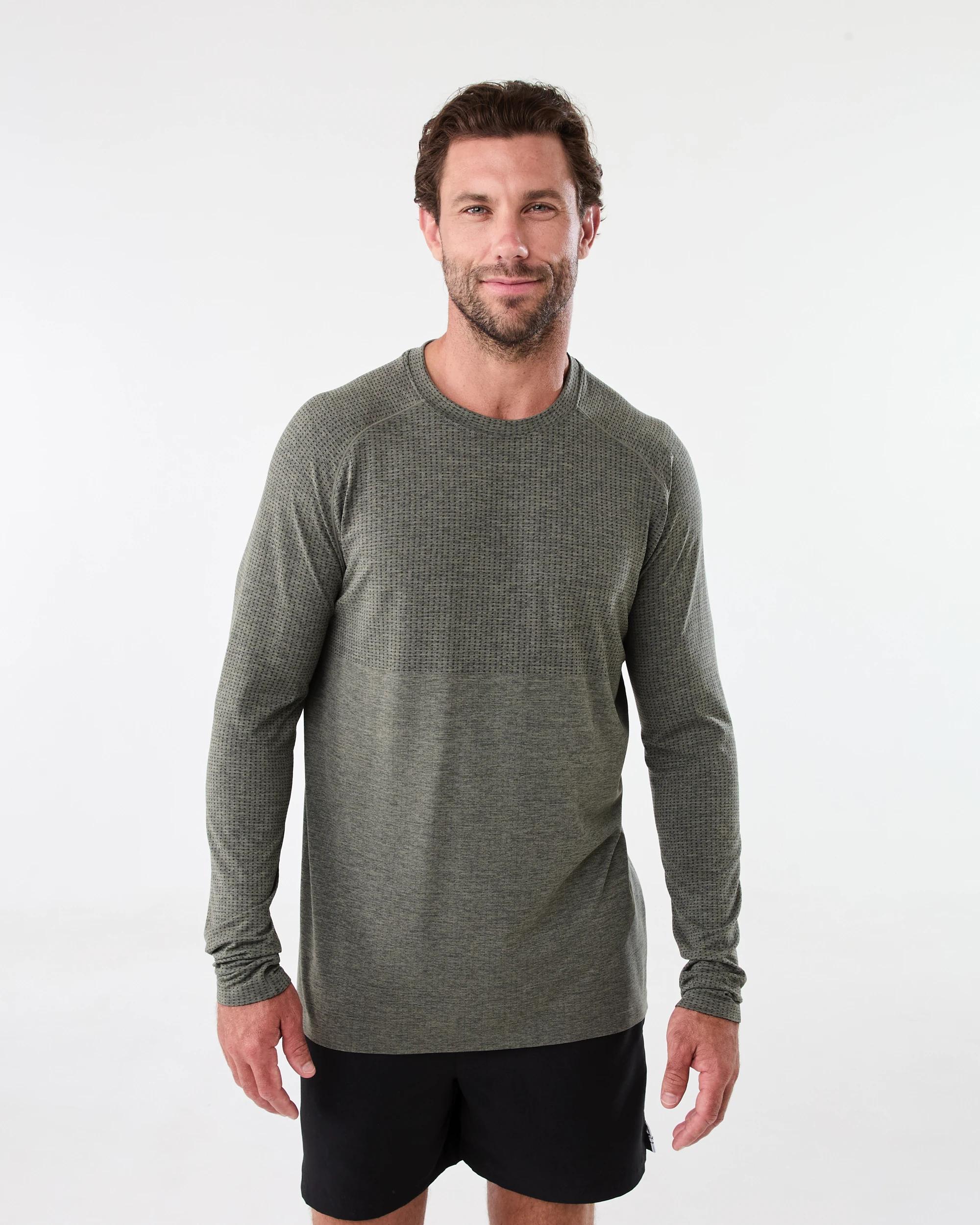 1 Active Mens Movement Long Sleeve T-shirt Grn Marle, 1 of 5