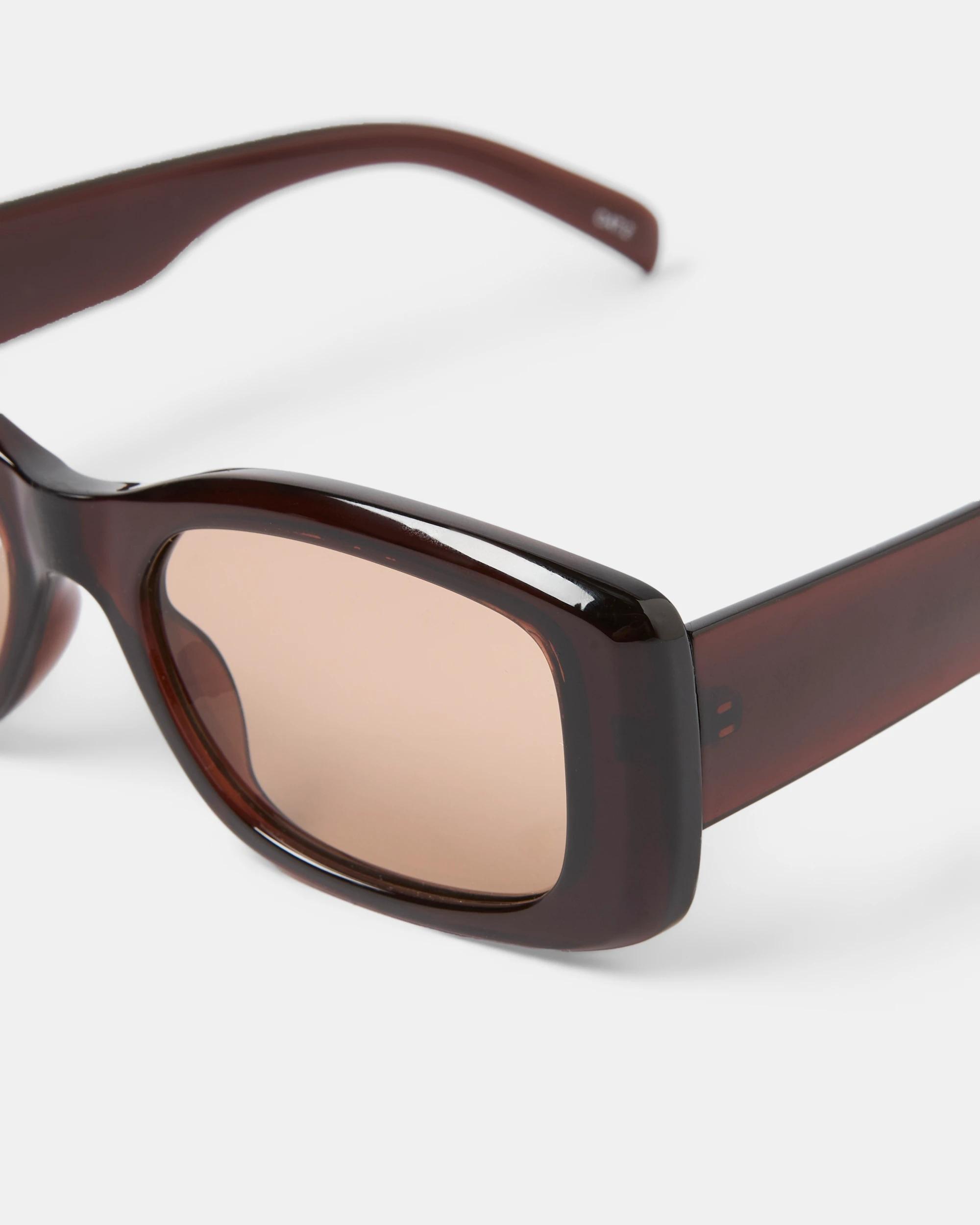 2 Womens Slim Rectangle Sunglasses Acc Brown, 2 of 5