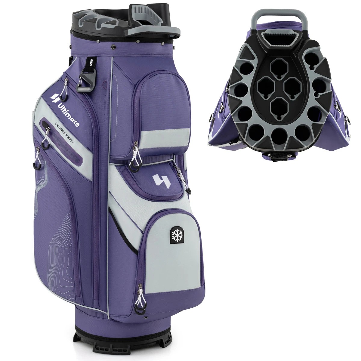1 Costway Golf Cart Bag Molded Lock Top Golf Travel Bag w/14-Way Dividers & 11 Pockets Men Women Club - Purple, 1 of 4