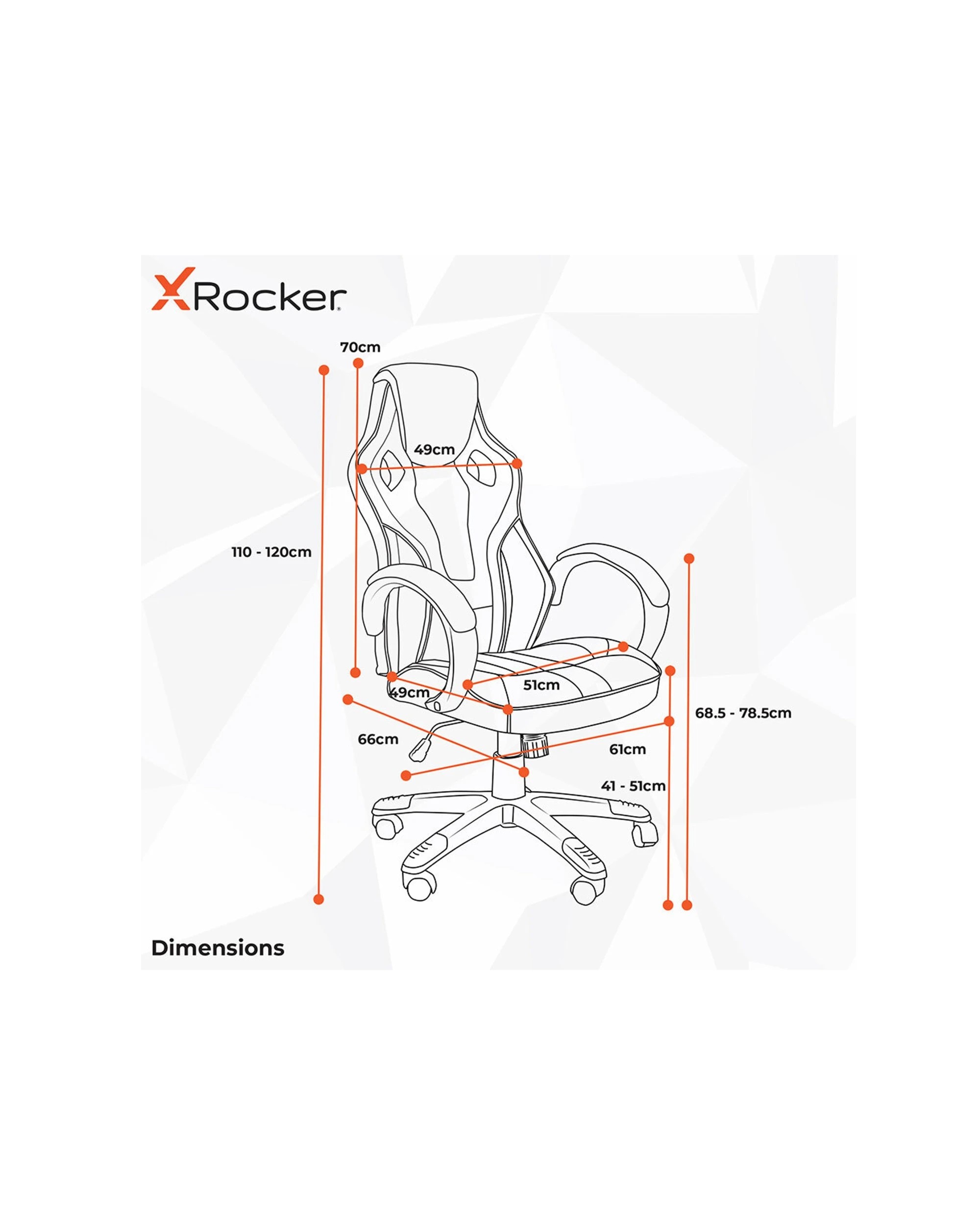 8 X Rocker Kratos Faux Leather Junior Ergonomic Office Gaming Chair Black - Red, 8 of 8