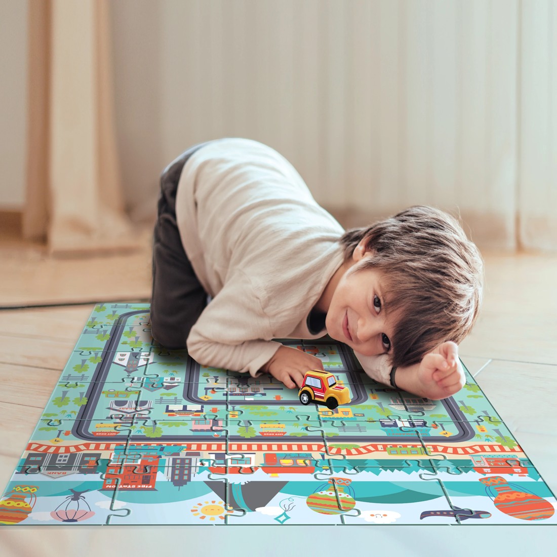 7 30 Piece Urban Jungle Car Track Playmat Puzzle, 7 of 8