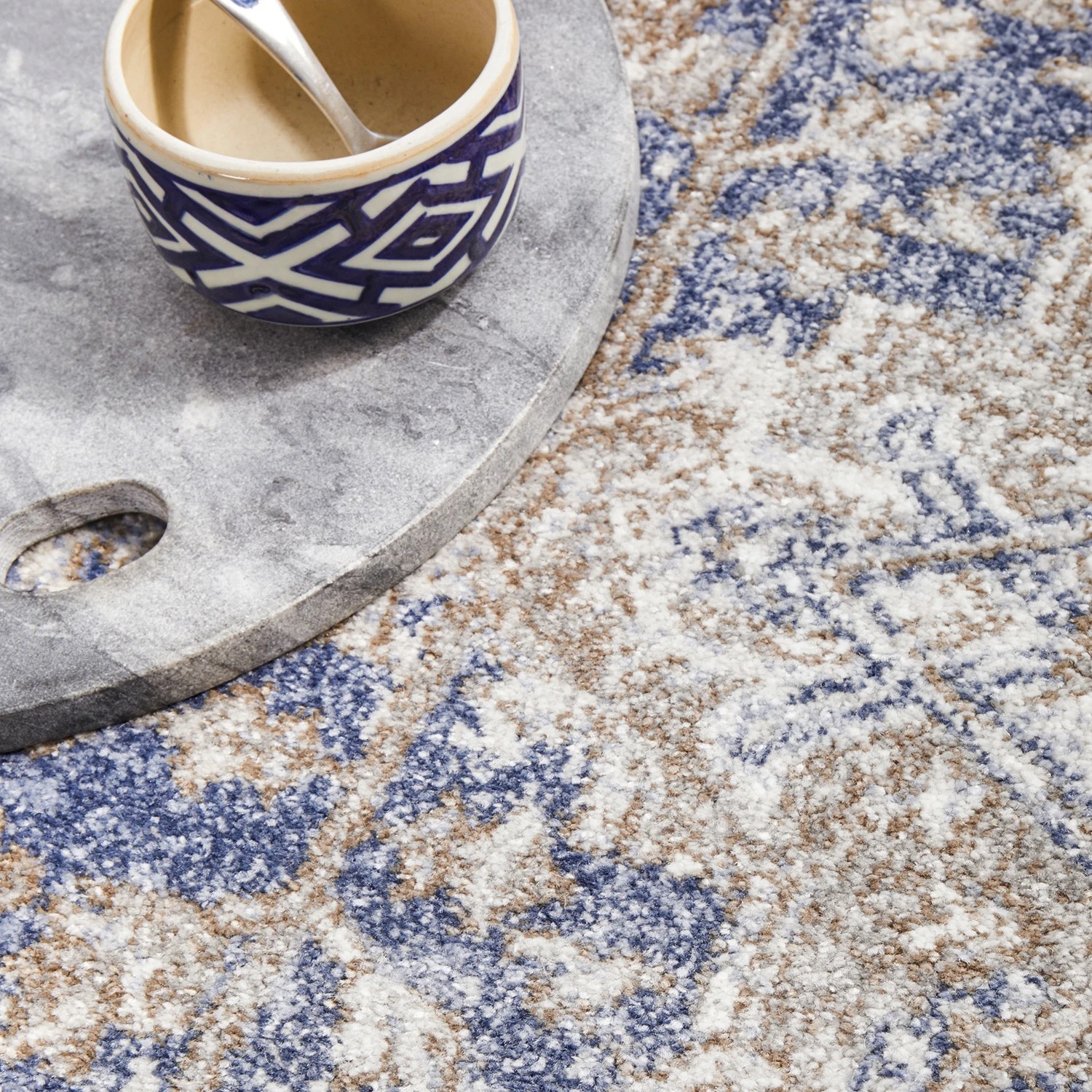 8 Common Ground Rugs Elite Hugo 240x240cm - Large Round Power Loomed Pet Friendly Rug - Blue, 8 of 9