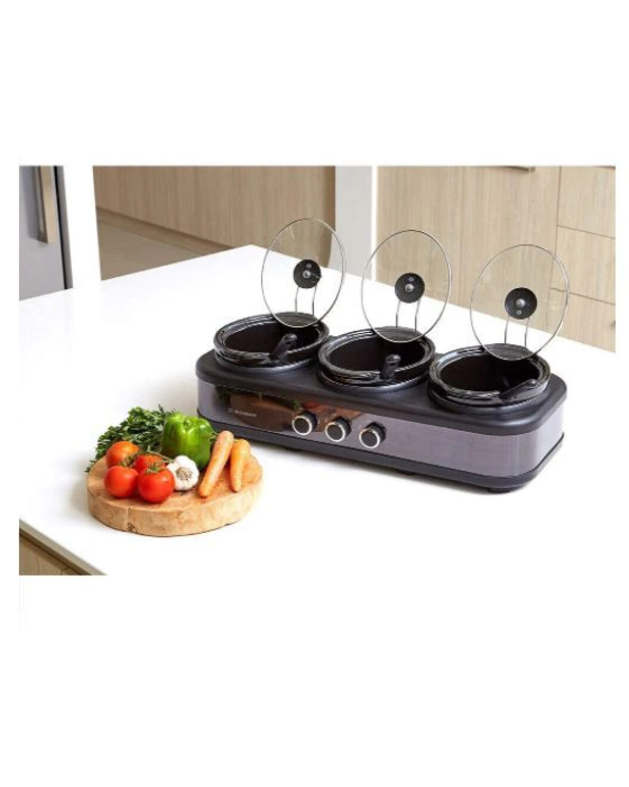 8 Westinghouse Slow Cooker with 3 x 2.5L Stainless Steel Pots, Lid, and Spoon, 8 of 8