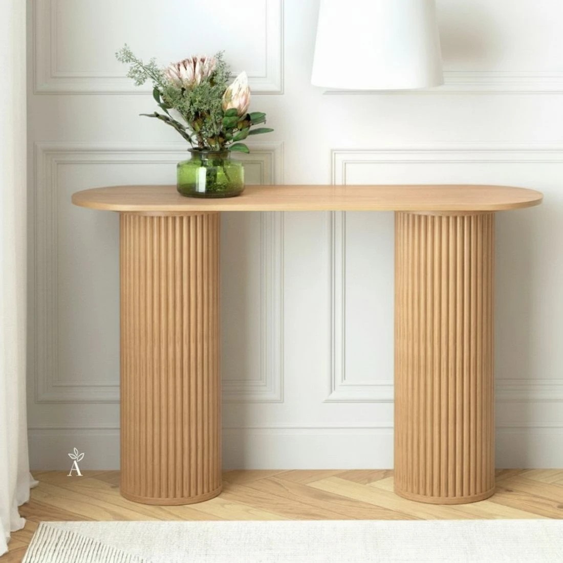 6 Artiss Console Table Oval 115CM - Brown, 6 of 8