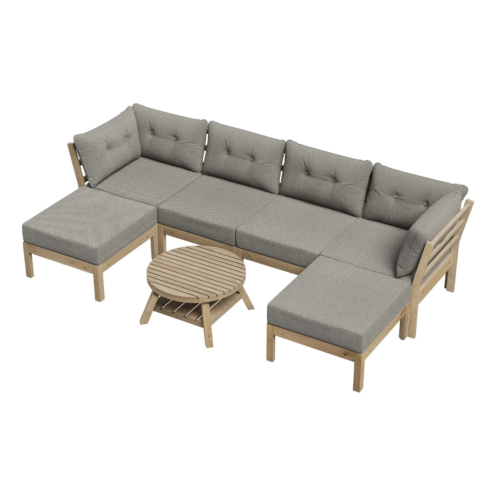 1 Livsip 7 Piece Outdoor Lounge Sofa Set Garden Furniture Dining Table Chairs
 - Beige, 1 of 9