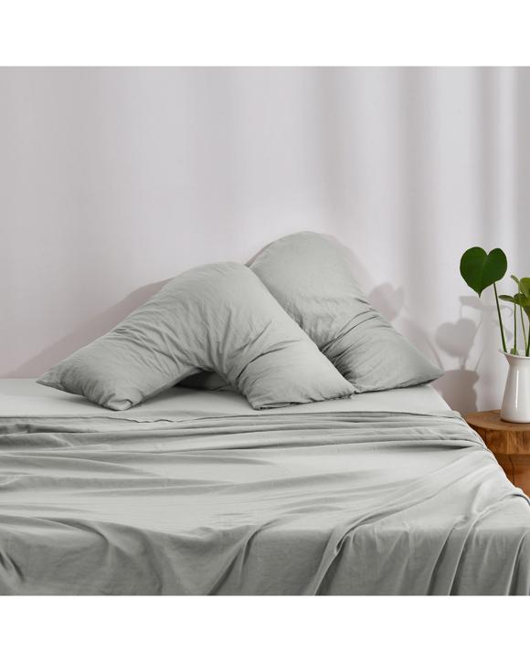 Dreamaker Superfine Washed Microfibre V-Shape Pillowcase Twin Pack - Dove Grey