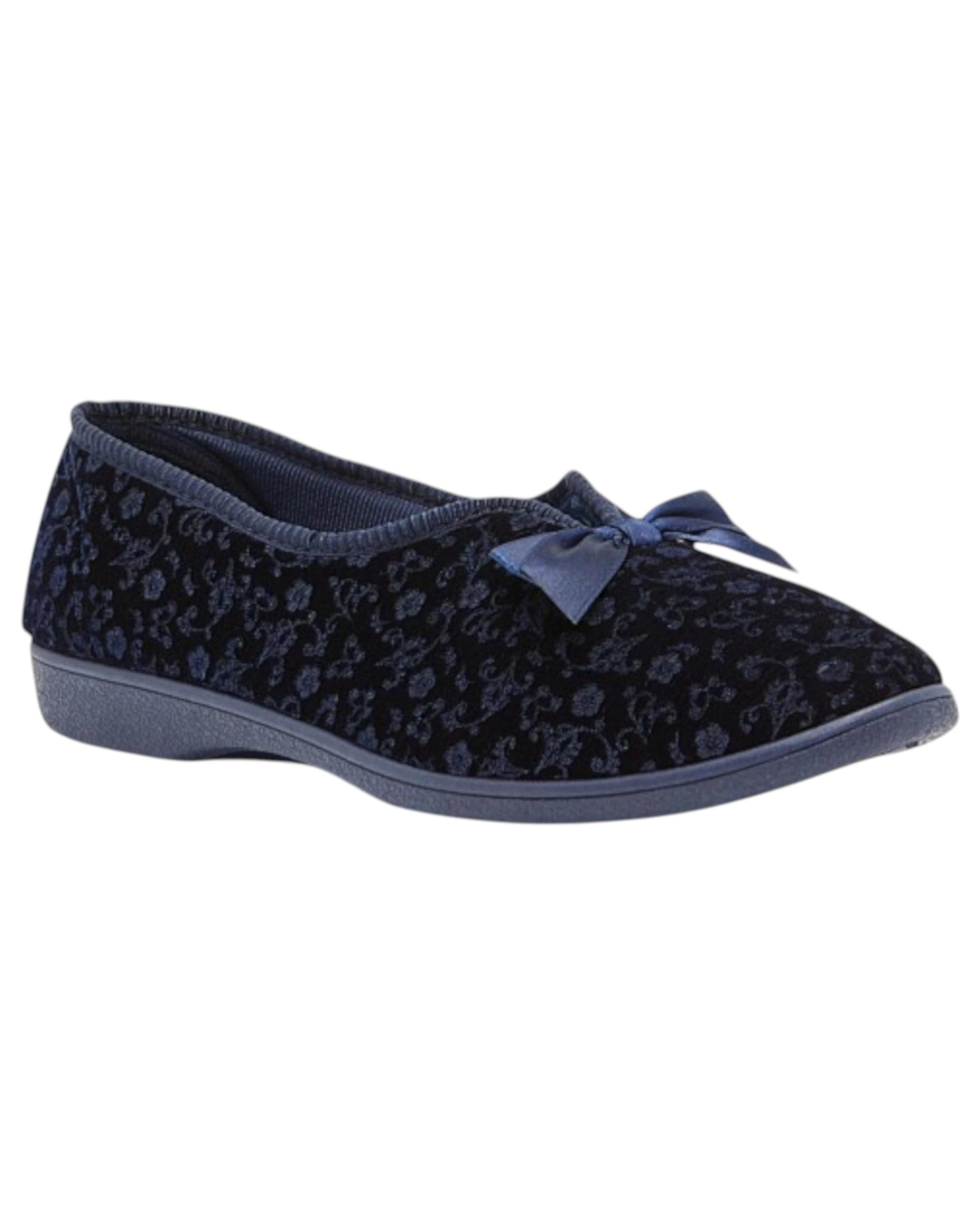 1 Grosby Womens Valerie 2 Comfortable Printed Indoor Slippers Navy NAVY, 1 of 5