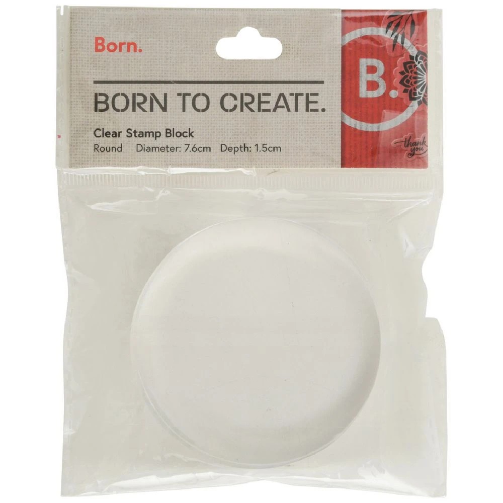 1 Born Acrylic Stamp Mount Round 76 x 76 x 15 mm, 1 of 2