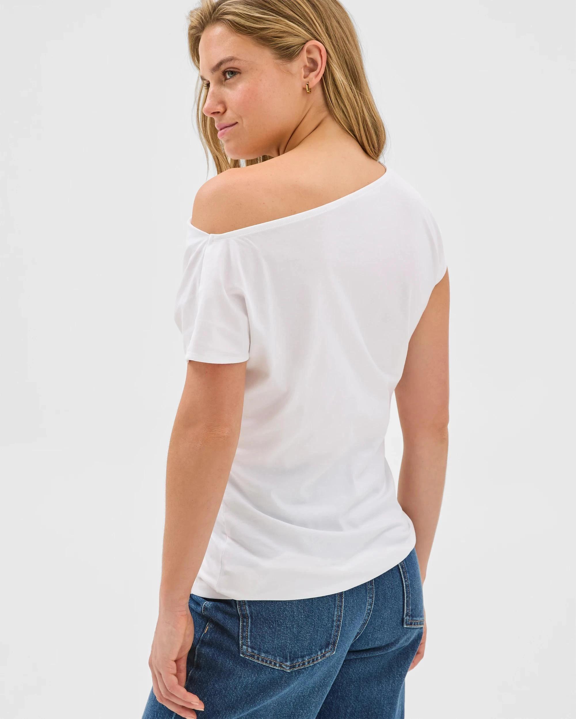 5 Australian Cotton Blend Slouchy Asymmetrical T-Shirt - Lily Loves LILY WHITE, 5 of 6