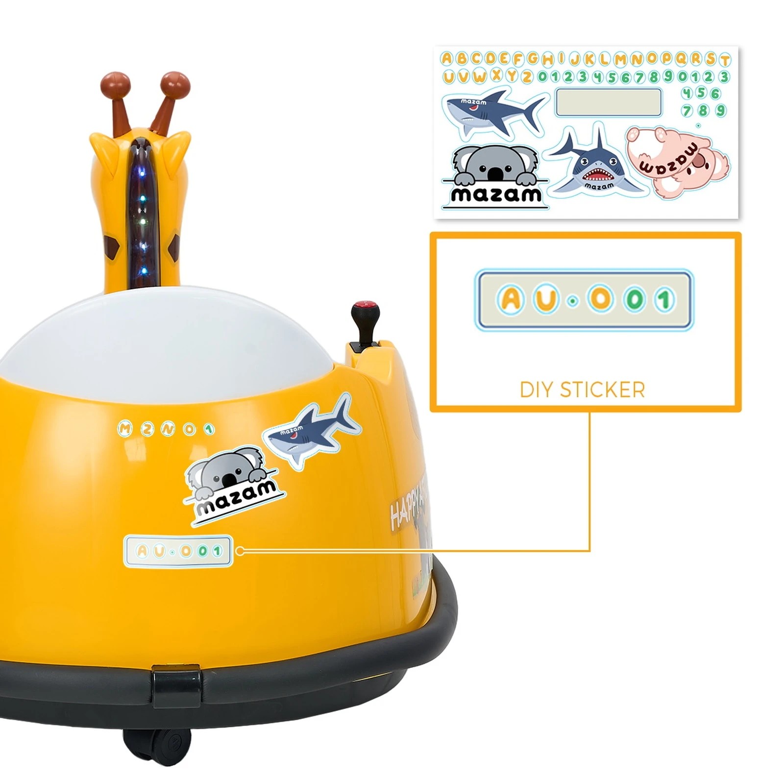 6 Mazam Kids Ride On Car Electric Cars Bumper Toys Remote Control Light Giraffe
 - Yellow, 6 of 10