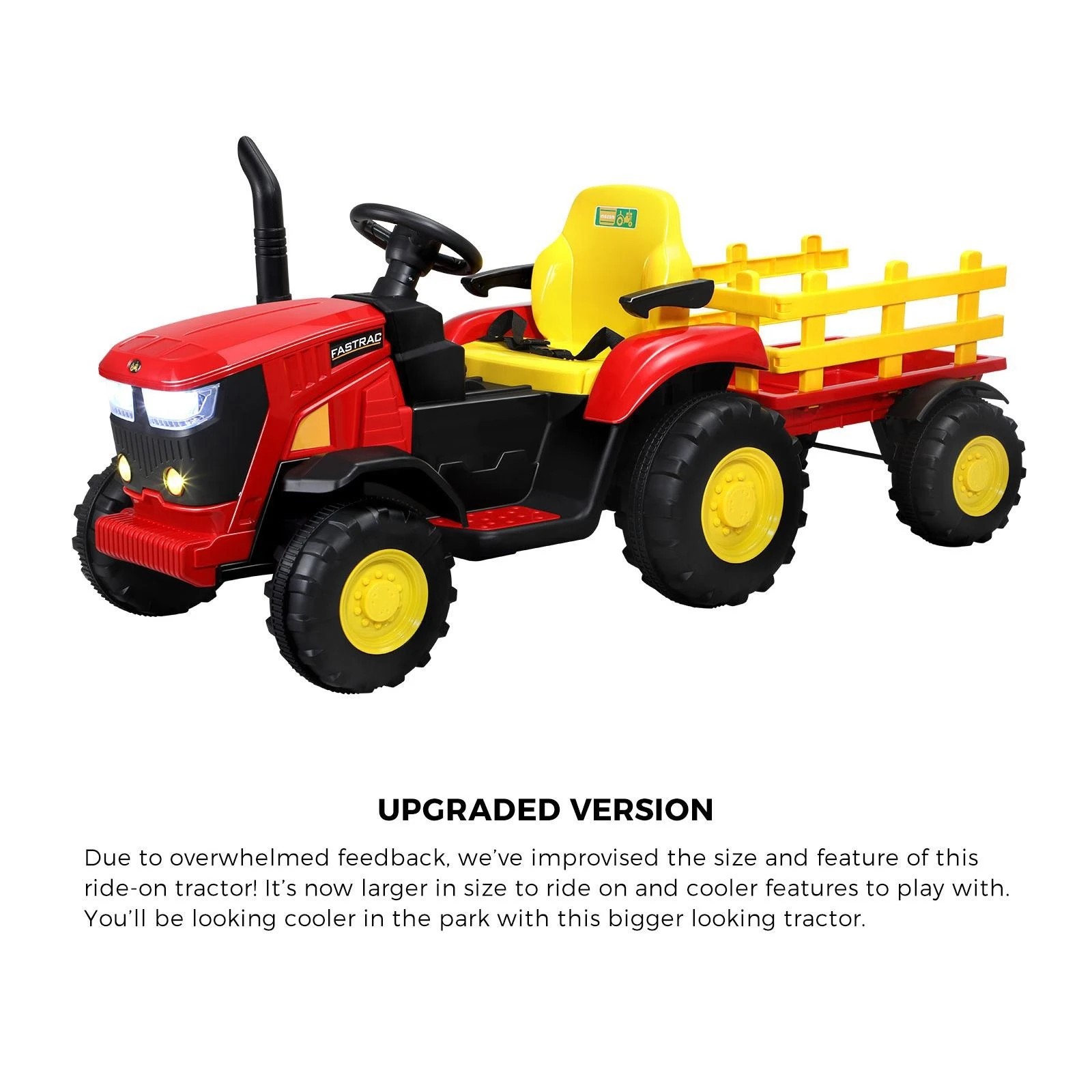 3 Mazam 156 Cm Ride On Tractor 12v Kids Electric Vehicle Toy Cars Remote Control Gift
 - Red, 3 of 10