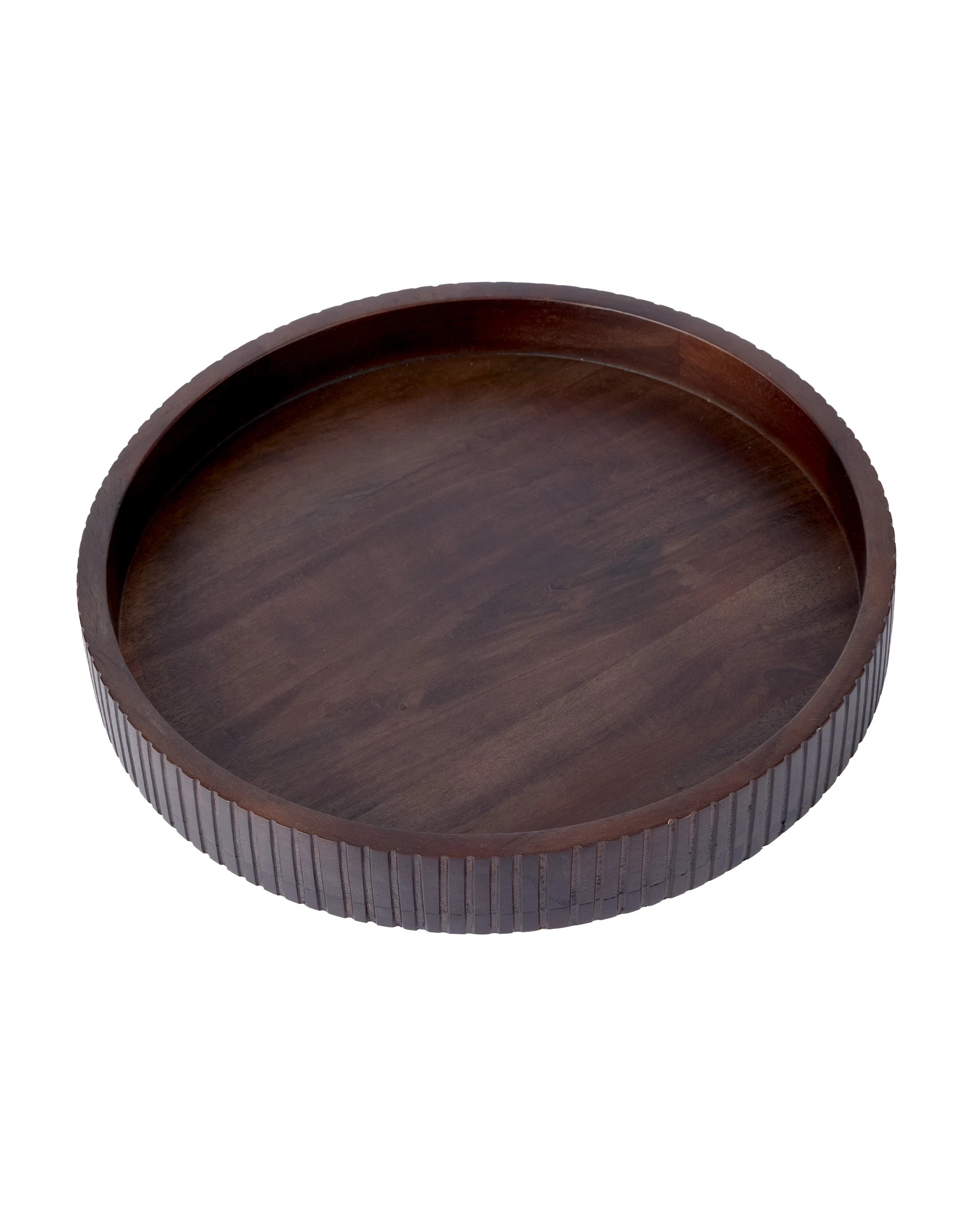 1 Round Walnut Decor Tray, 1 of 6