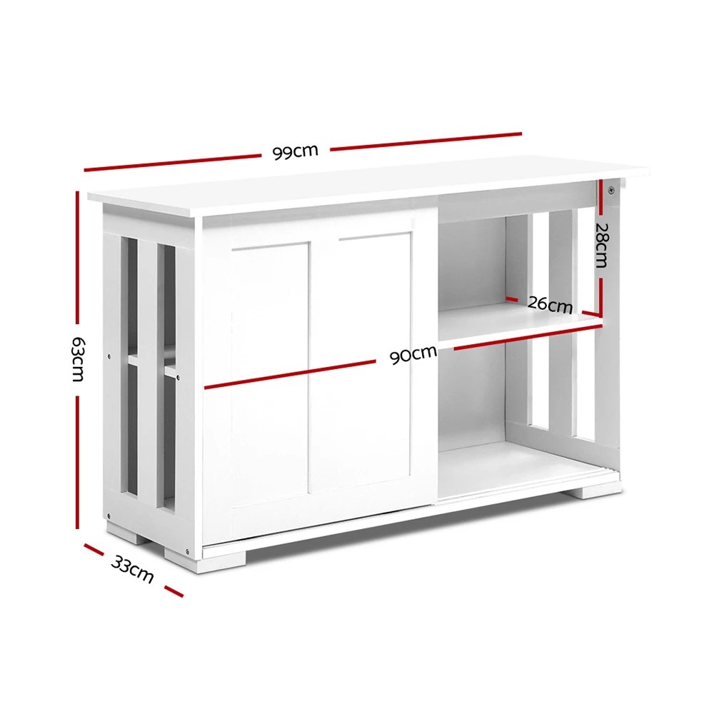 3 Artiss Buffet Sideboard Sliding Doors - White, 3 of 3