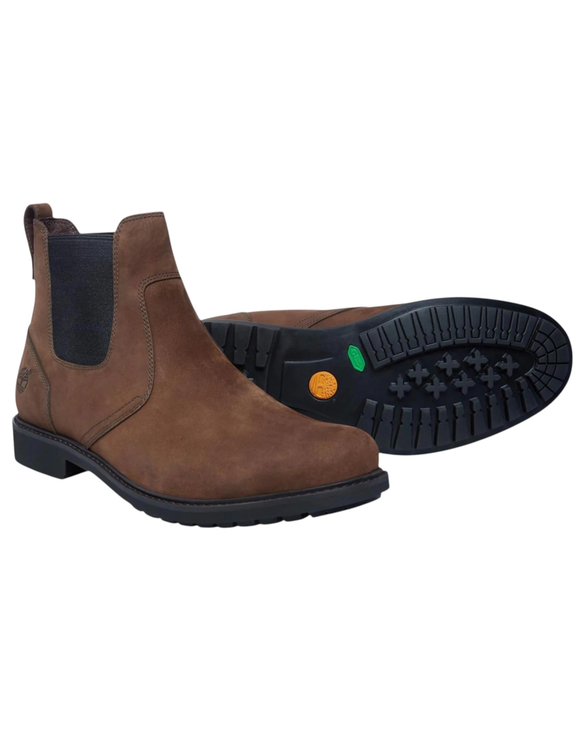 2 Timberland Mens Stormbucks Mid Chelsea Slip On Brown Boot BROWN, 2 of 5