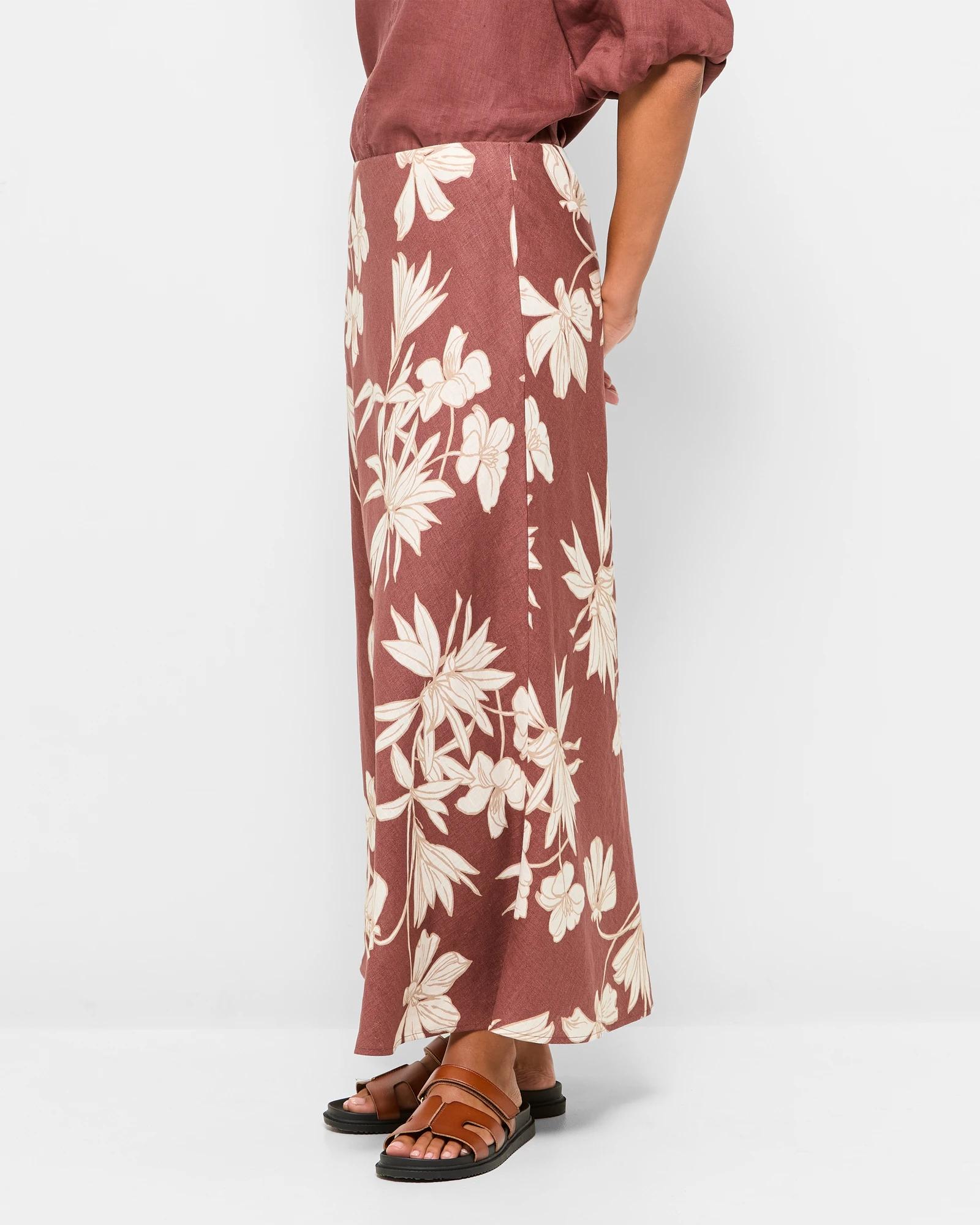 3 Target European Linen Bias Cut Midi Skirt STENCIL FLORAL, 3 of 6