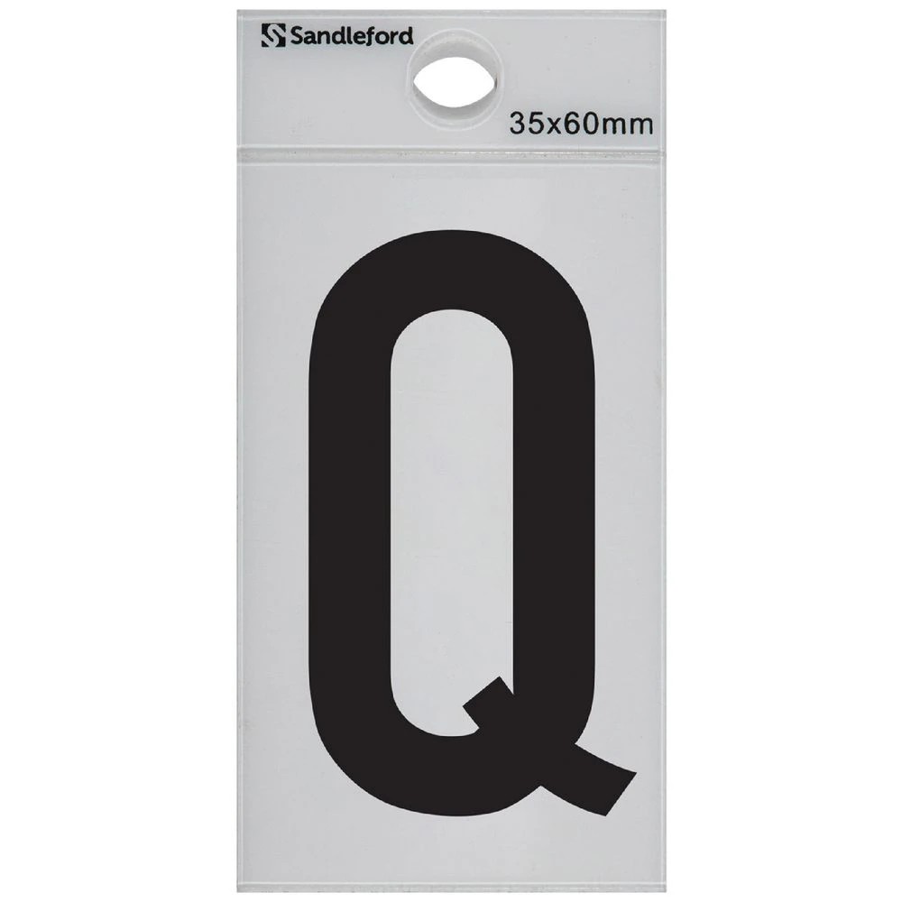 1 Sandleford Q Self-adhesive Letter White 60 x 35mm, 1 of 1