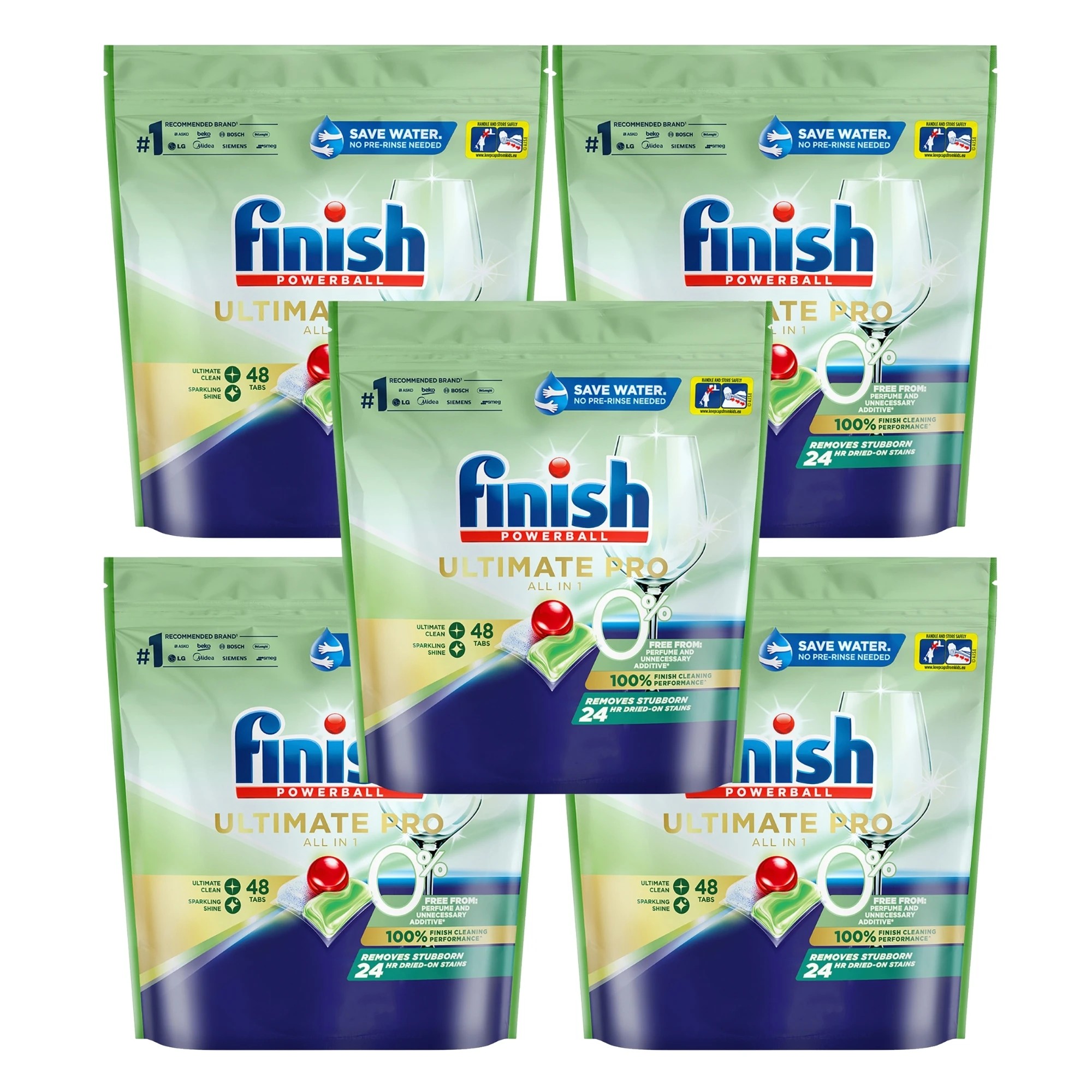 1 Finish Powerball Ultimate Pro All In 1 0% Dishwashing Tablets 48 Pack X5, 1 of 4