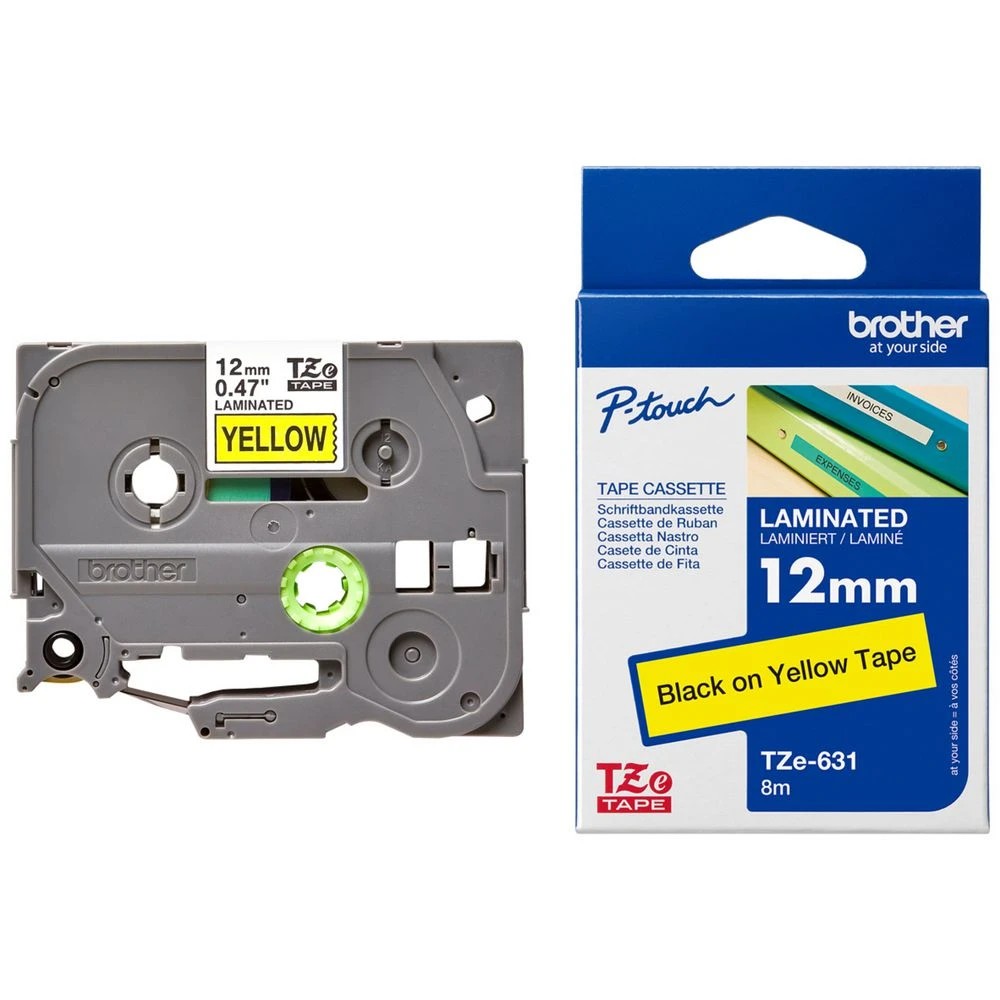 2 Brother TZe-631 Laminated Tape 12mm x 8m Black on Yellow, 2 of 2