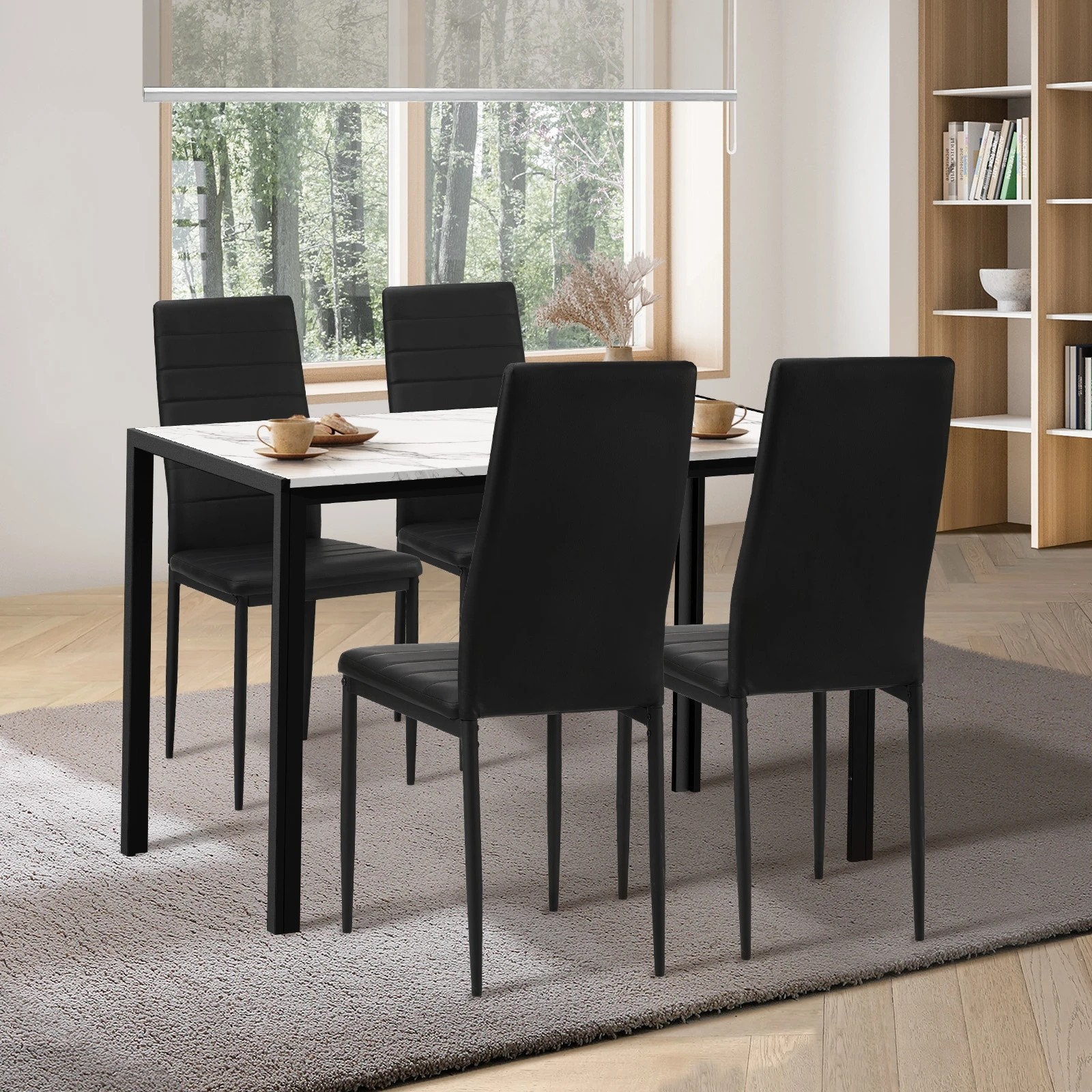 2 Oikiture 120cm Rectangle Dining Table With 4pcs Dining Chairs Marble
 - Multi, 2 of 7
