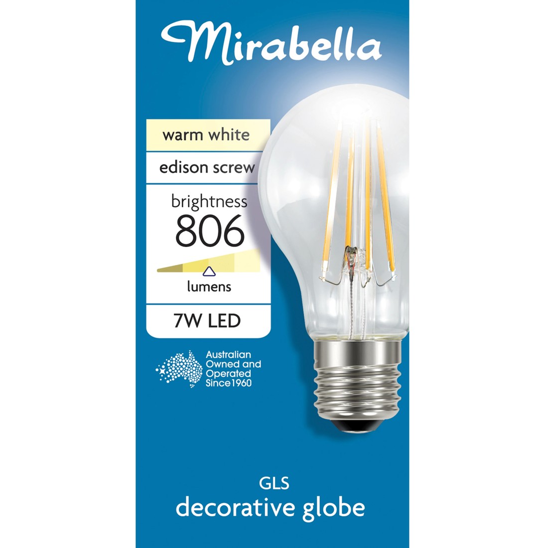 1 Mirabella E27 7W LED GLS Filament Bulb, 1 of 6