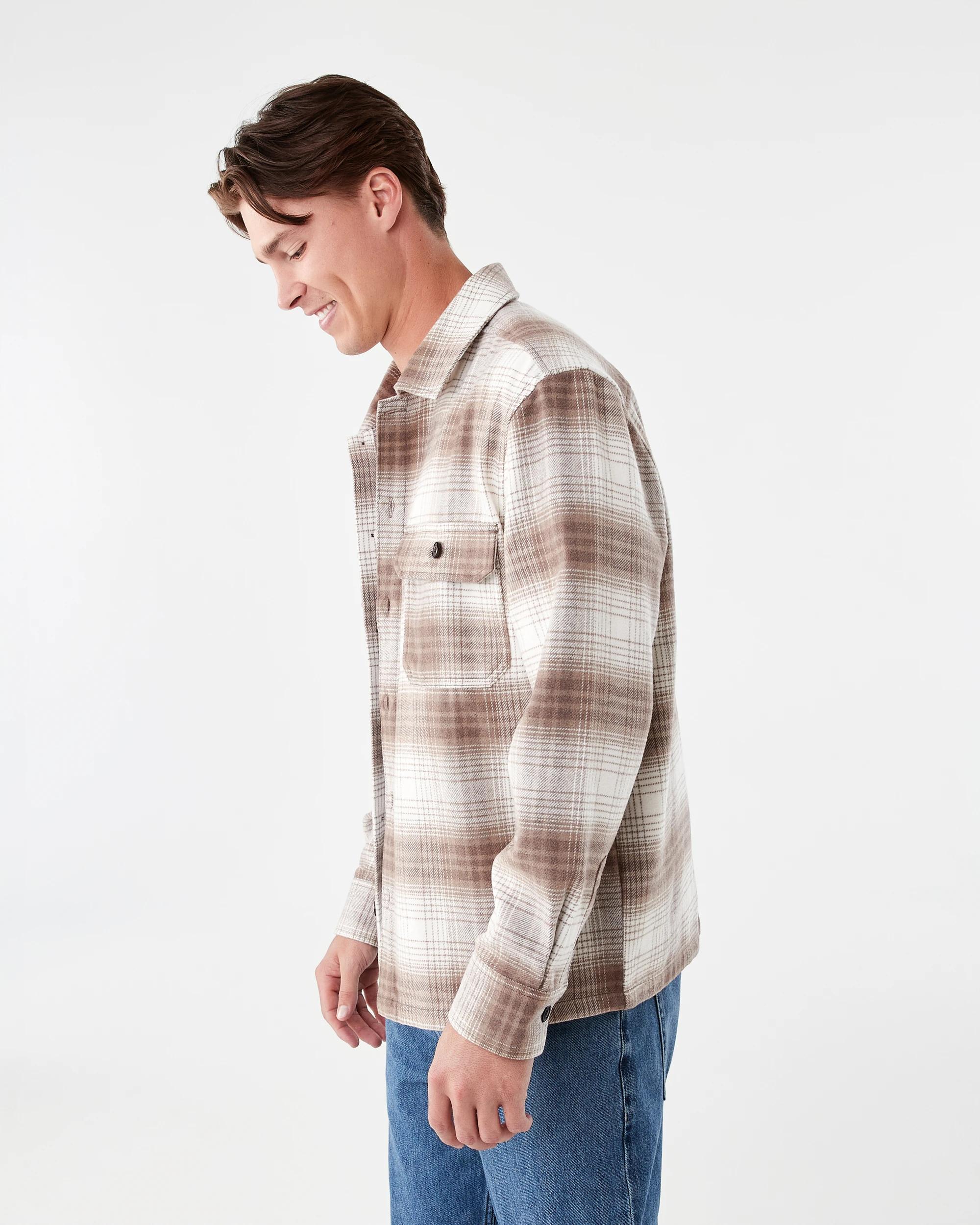 3 Long Sleeve Check Overshirt Brn Check, 3 of 9