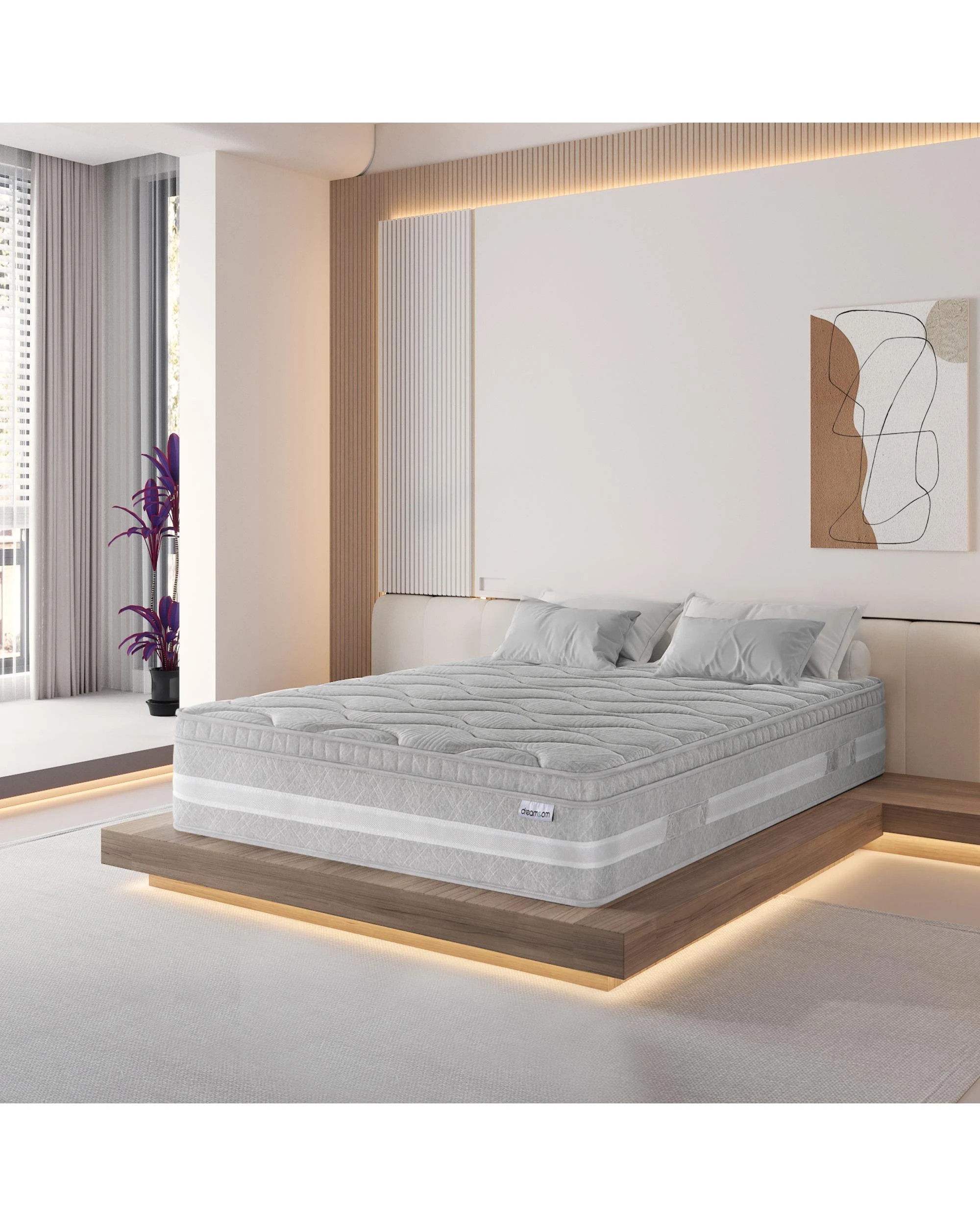 2 Kodu Luxury Eurotop Pocket Spring Mattress King - King Bed - Grey, 2 of 9