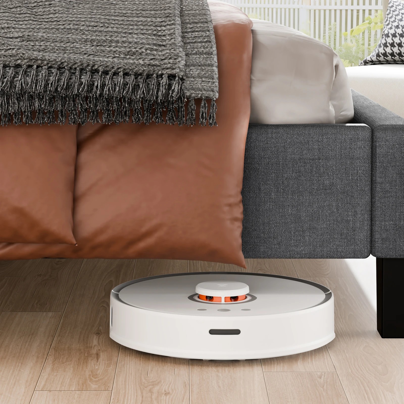 6 Alfordson Bed Frame Queen Size Upholstered Platform Fabric Harlene - Grey, 6 of 10