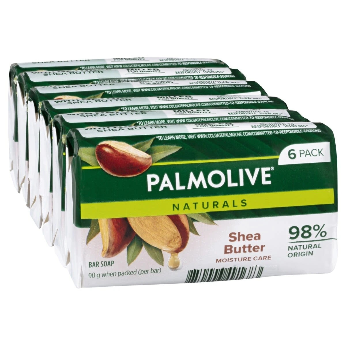 1 6 Pack Palmolive Naturals Moisture Care Bar Soap 90g - Shea Butter, 1 of 3