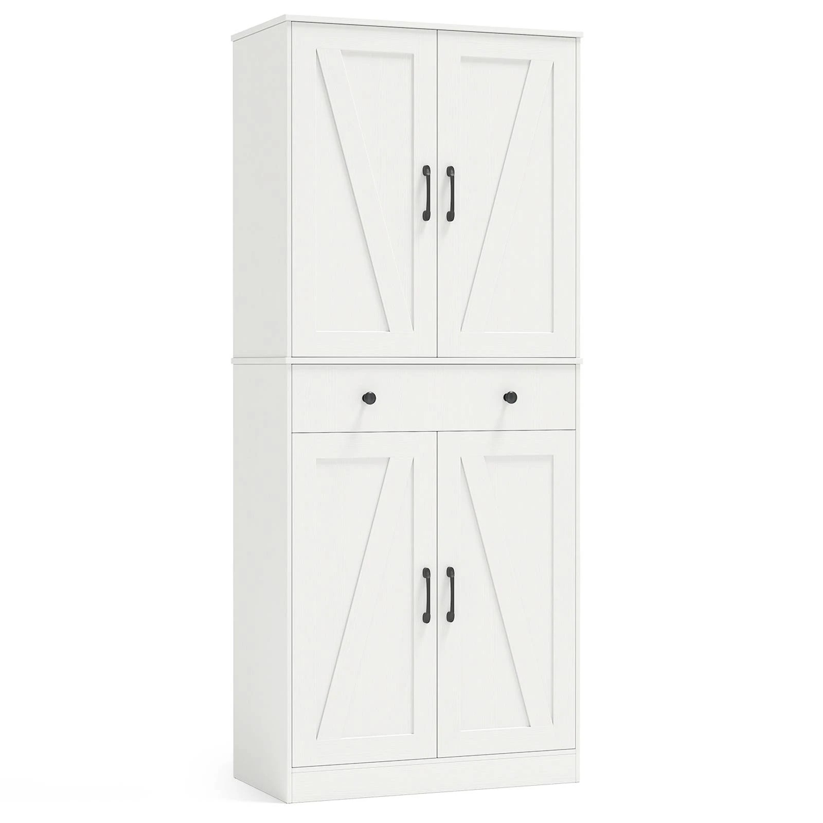 1 Costway 183cm Tall Kitchen Pantry Modern Cupboard Cabinet - White, 1 of 3