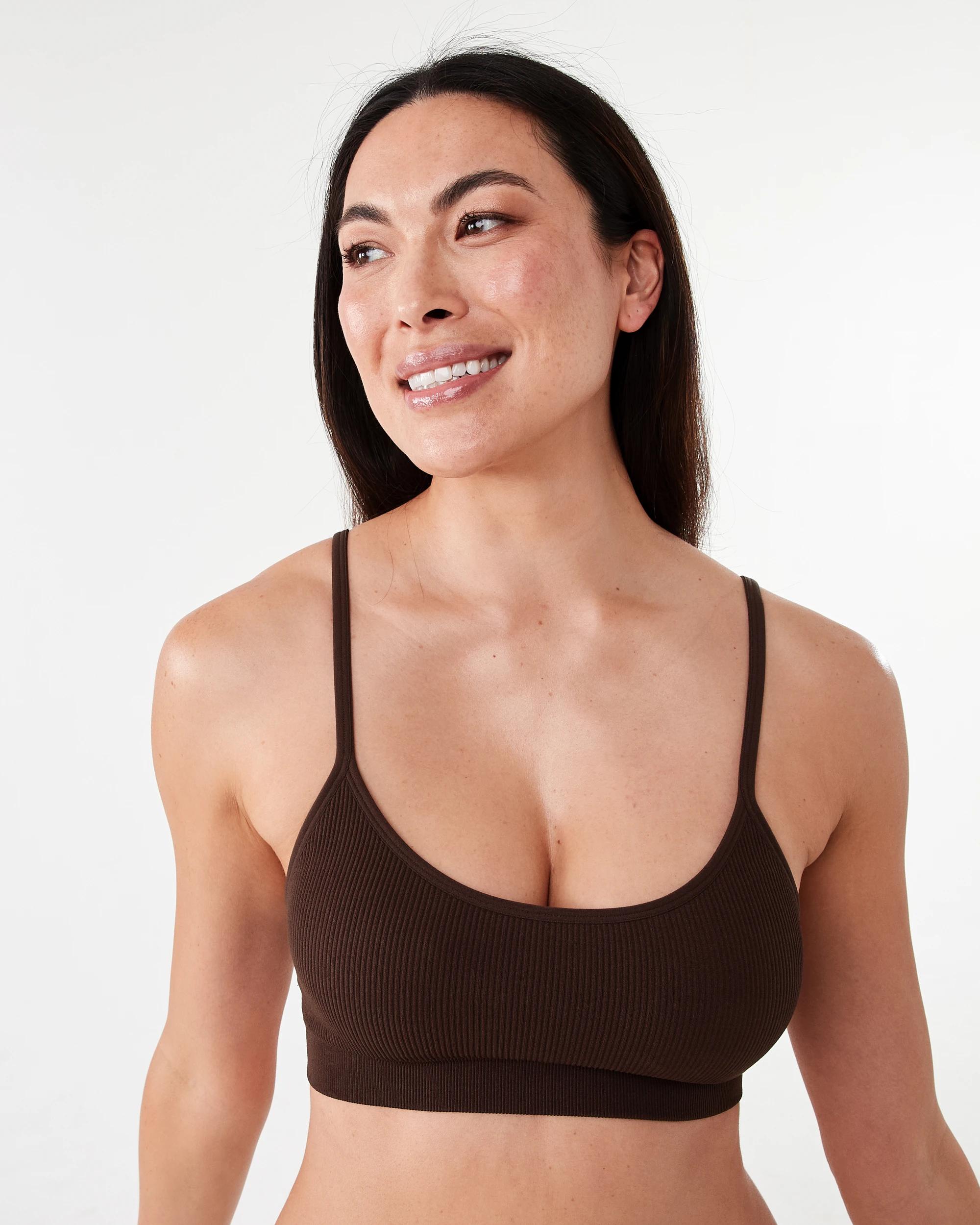 1 Seamfree Rib Crop Bra Choc Chip